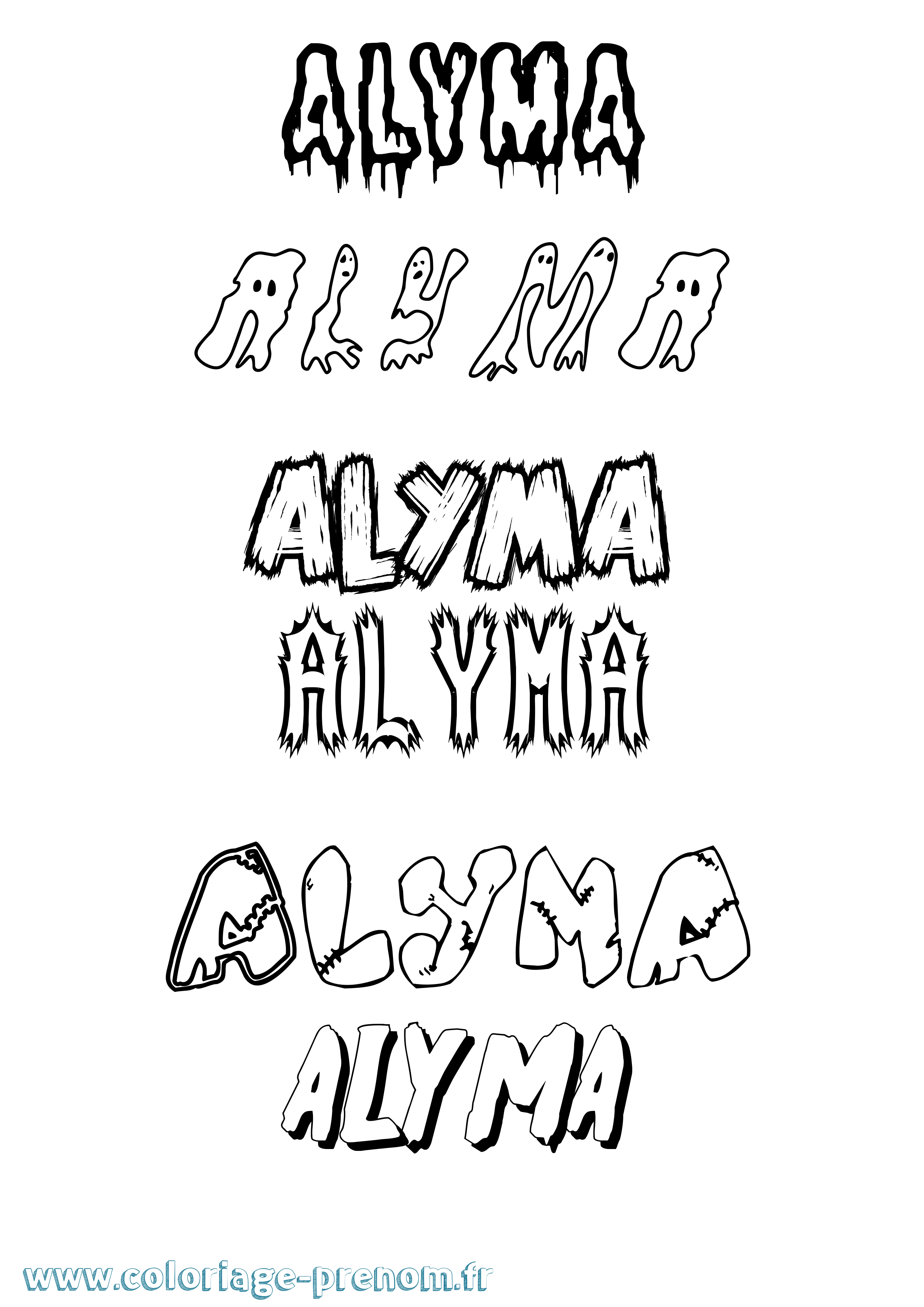 Coloriage Alyma Frisson Coloriage prénom Alyma Frisson