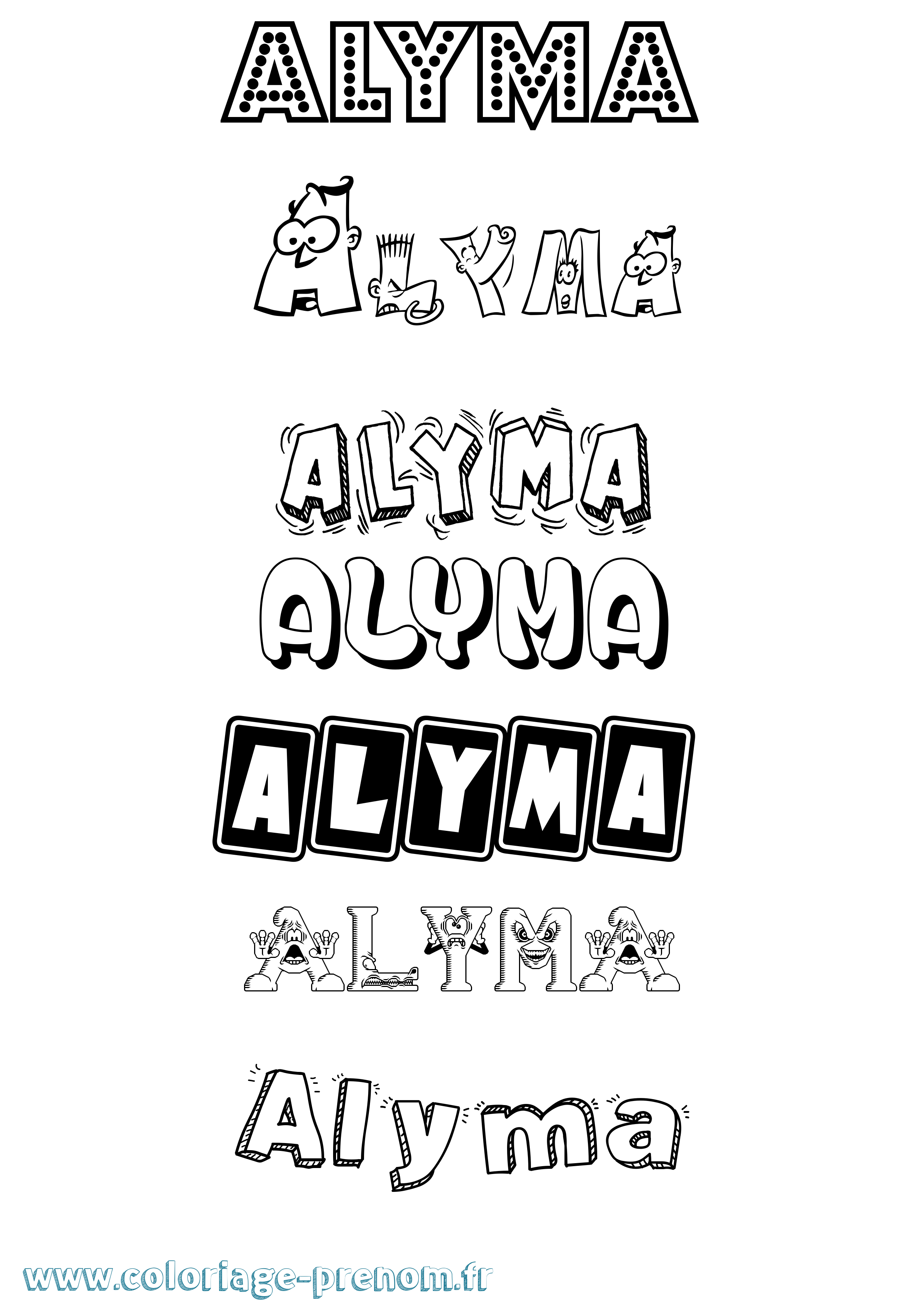 Coloriage Alyma Fun Coloriage prénom Alyma Fun