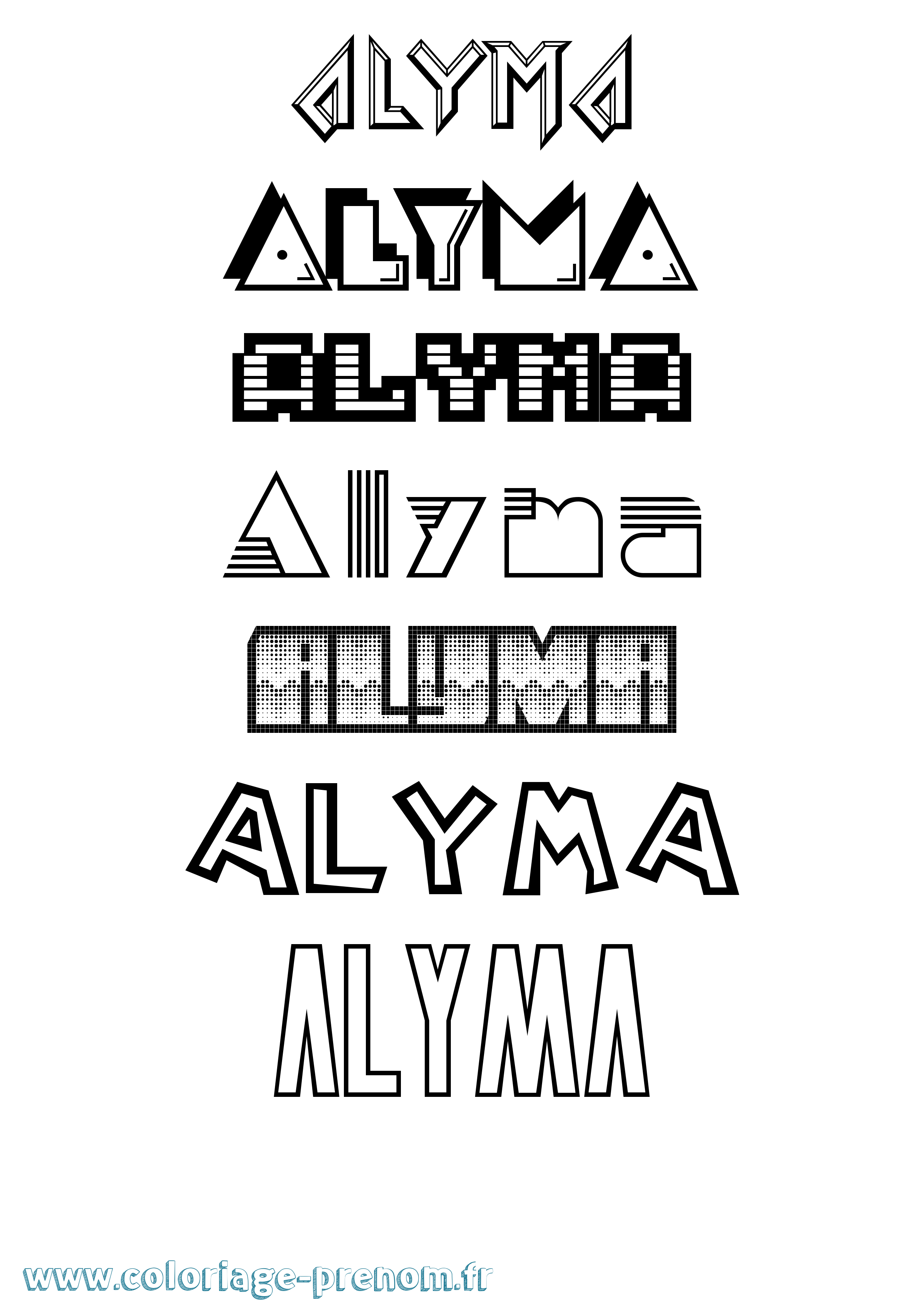 Coloriage Alyma Jeux Vidéos Coloriage prénom Alyma Jeux Vidéos