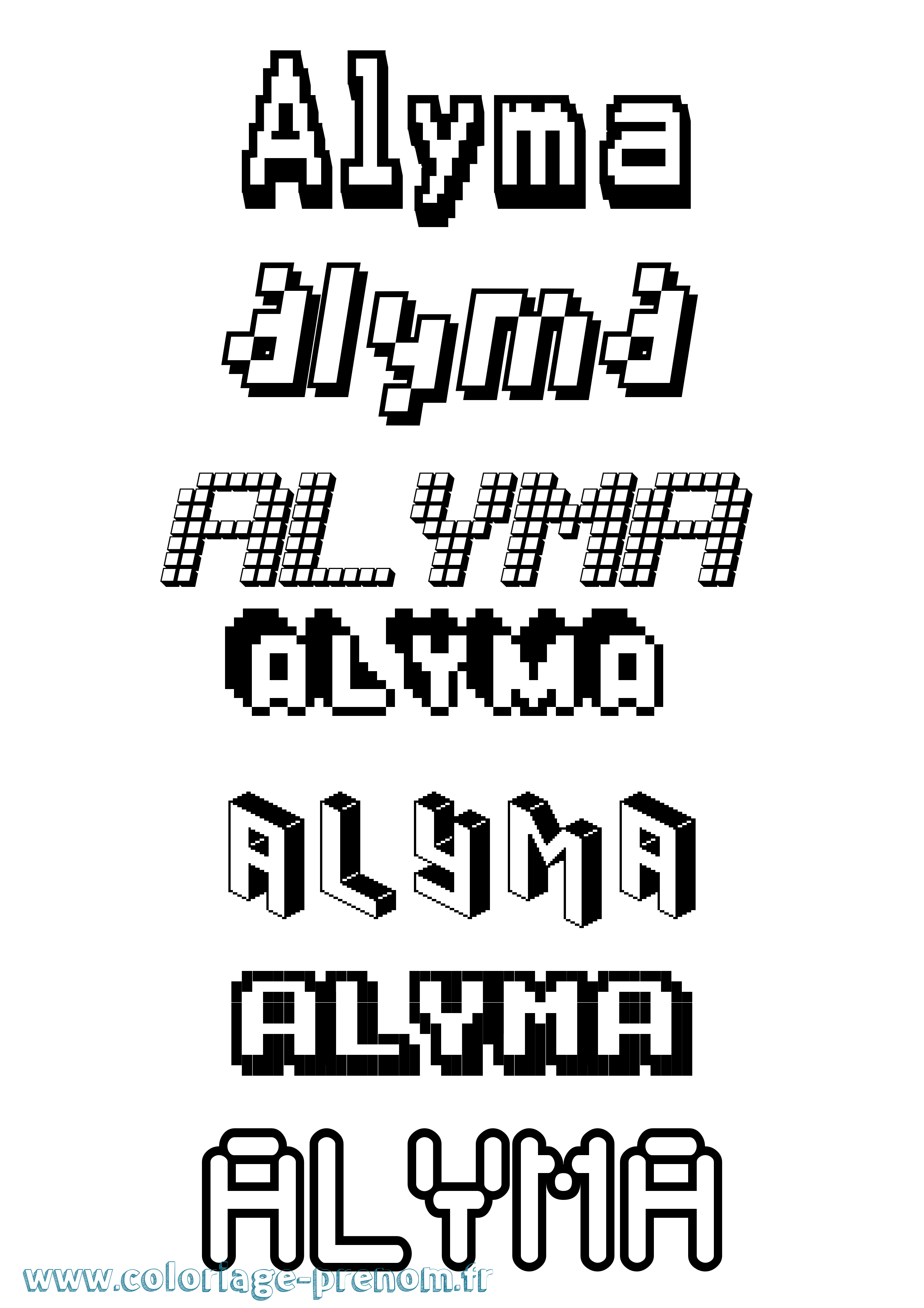 Coloriage Alyma Pixel Coloriage prénom Alyma Pixel