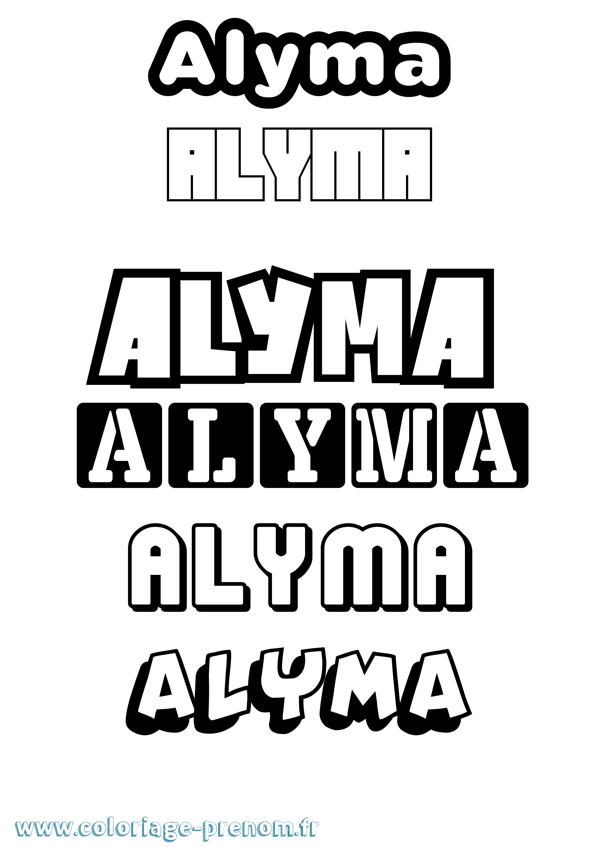 Coloriage Alyma Simple Coloriage prénom Alyma Simple
