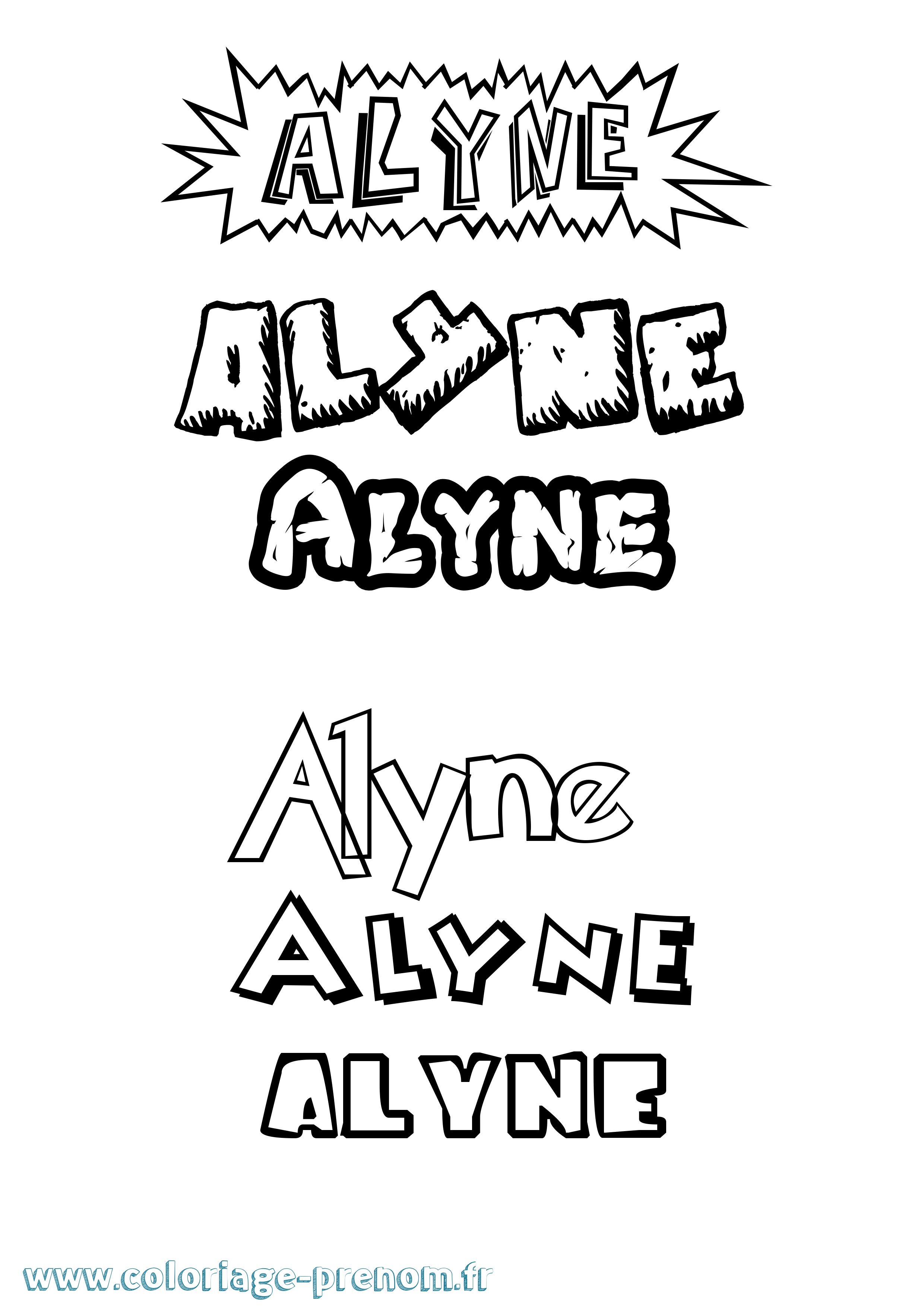 Coloriage Alyne Dessin Animé Coloriage prénom Alyne Dessin Animé