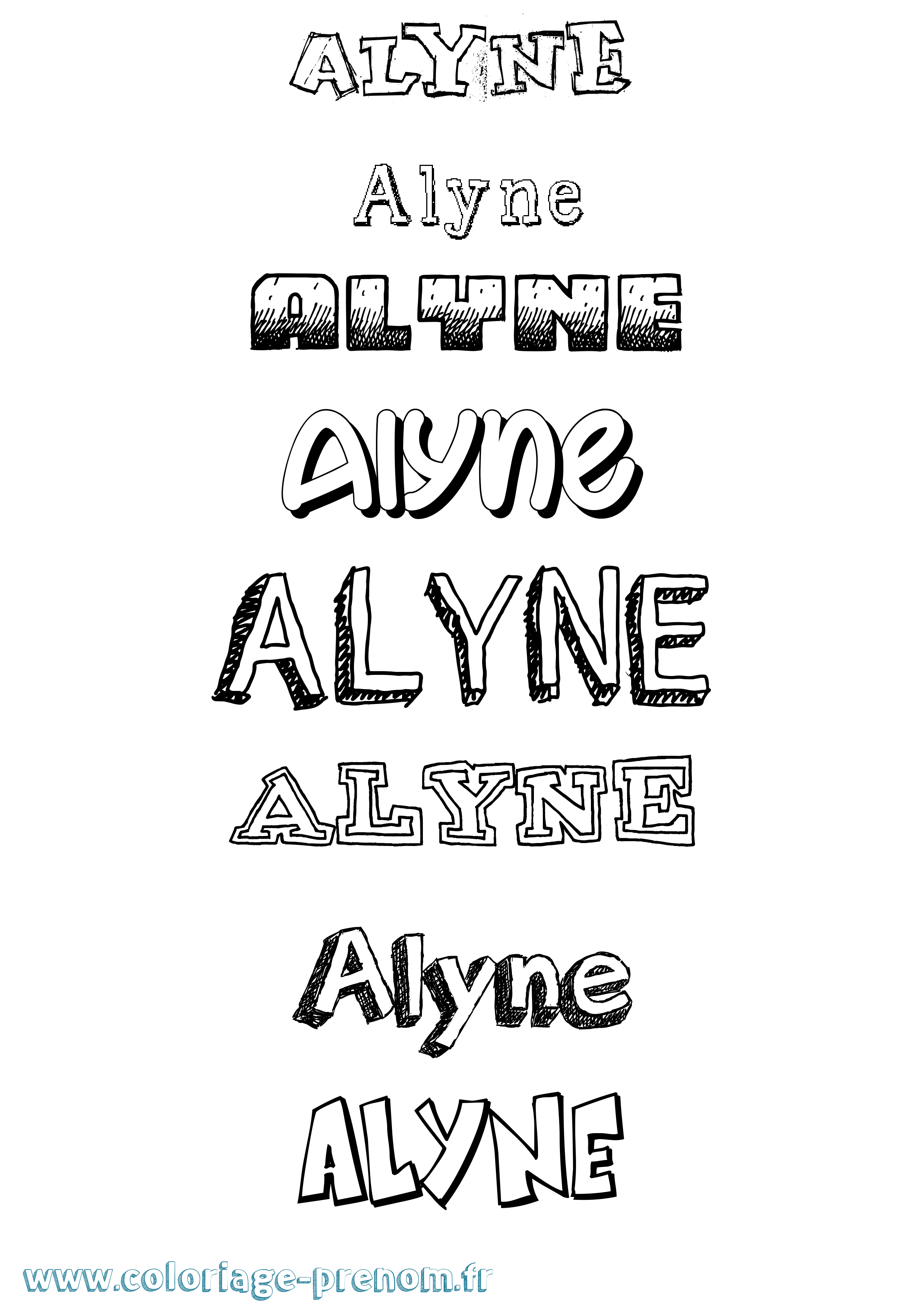 Coloriage Alyne Dessiné Coloriage prénom Alyne Dessiné