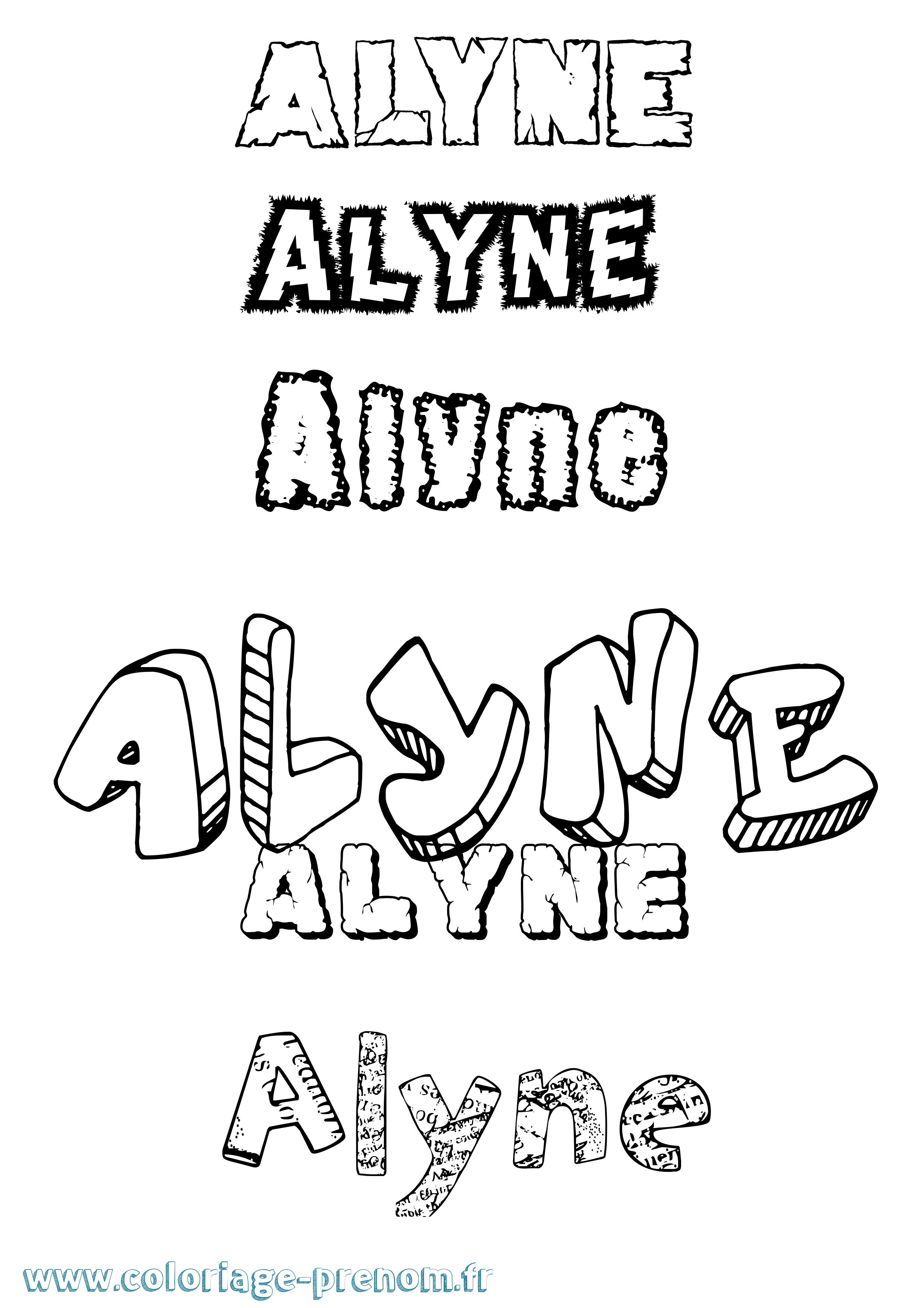 Coloriage Alyne Destructuré Coloriage prénom Alyne Destructuré