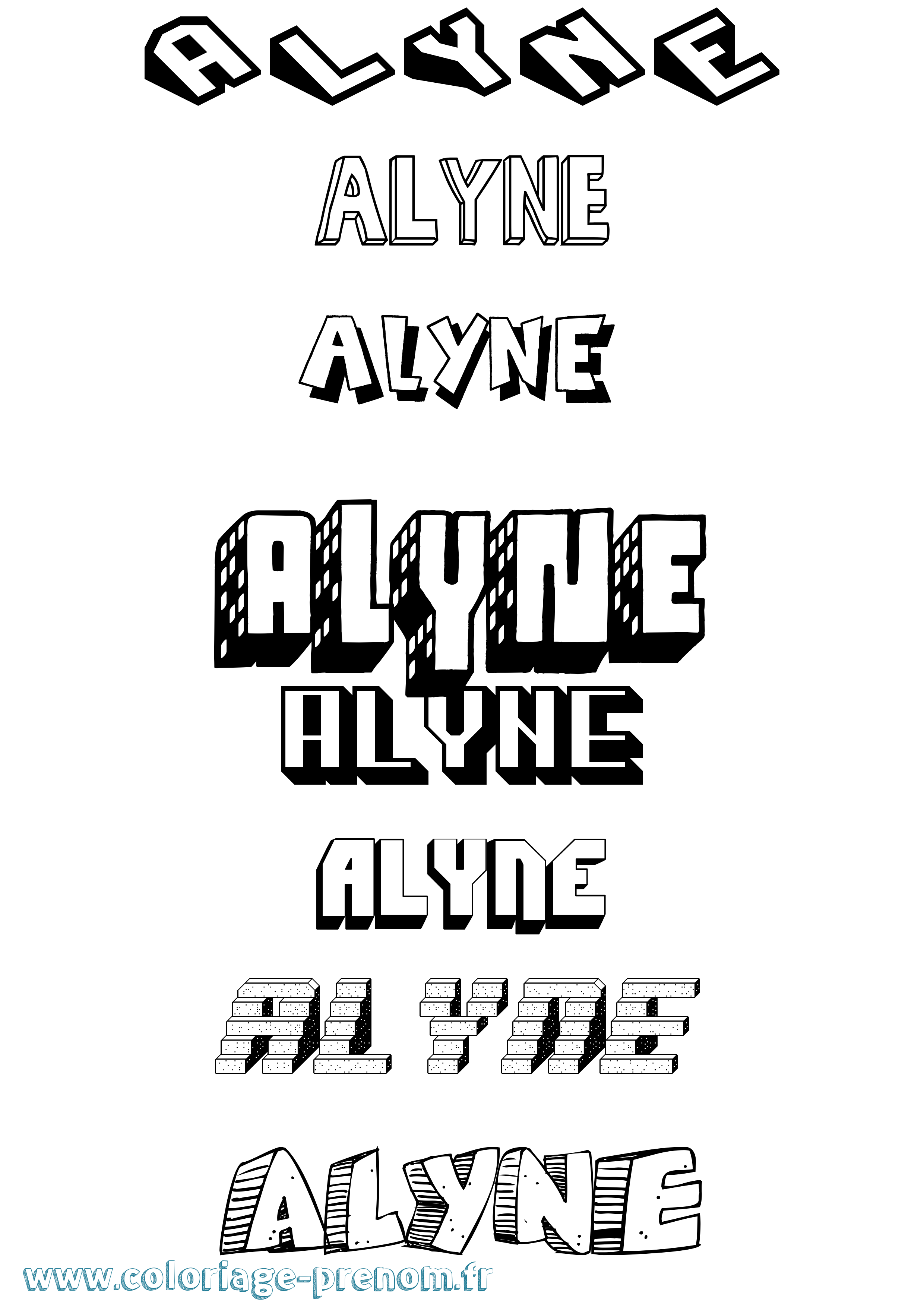 Coloriage Alyne Effet 3D Coloriage prénom Alyne Effet 3D