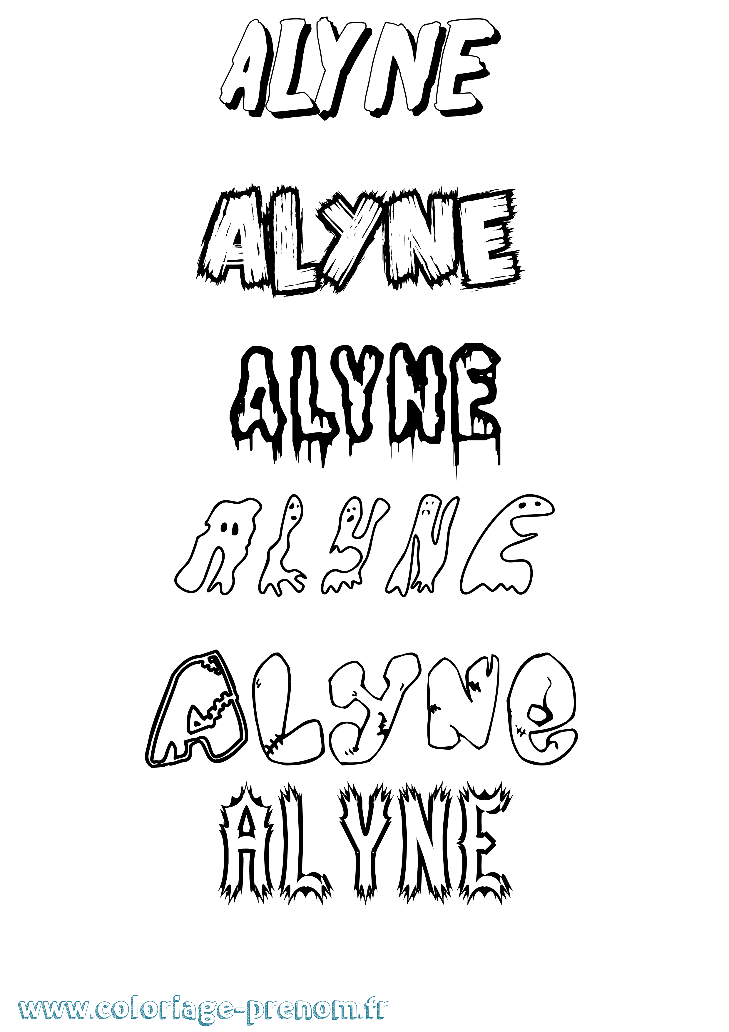 Coloriage Alyne Frisson Coloriage prénom Alyne Frisson