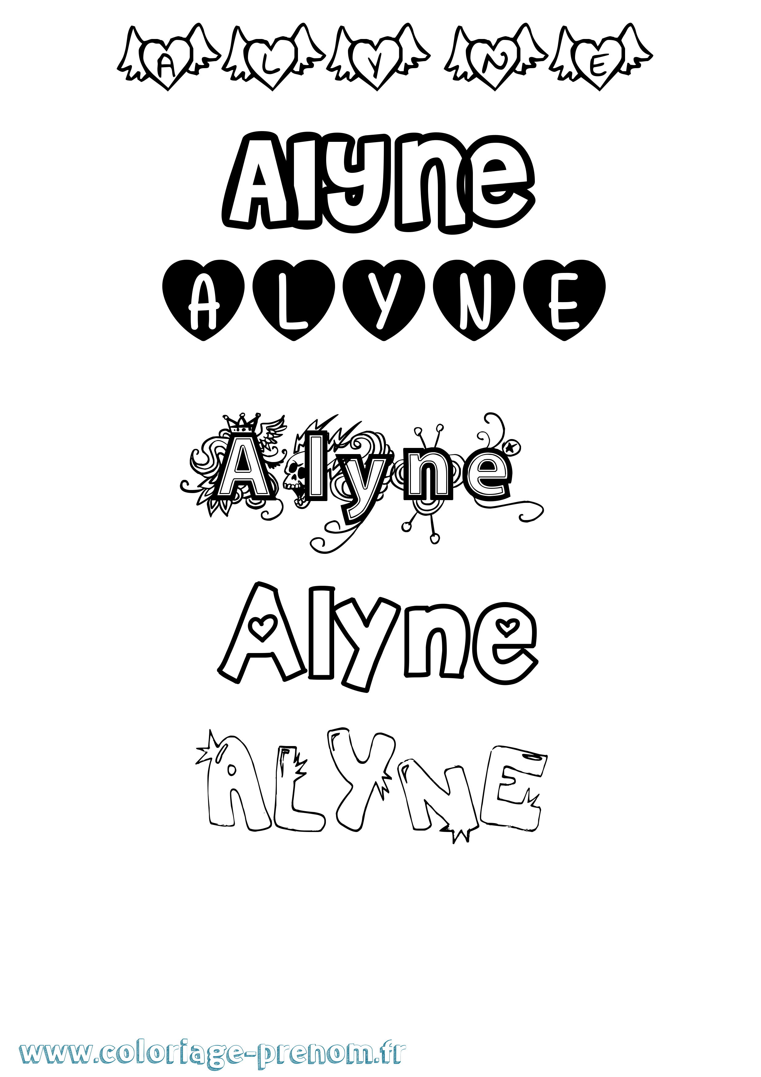 Coloriage Alyne Girly Coloriage prénom Alyne Girly