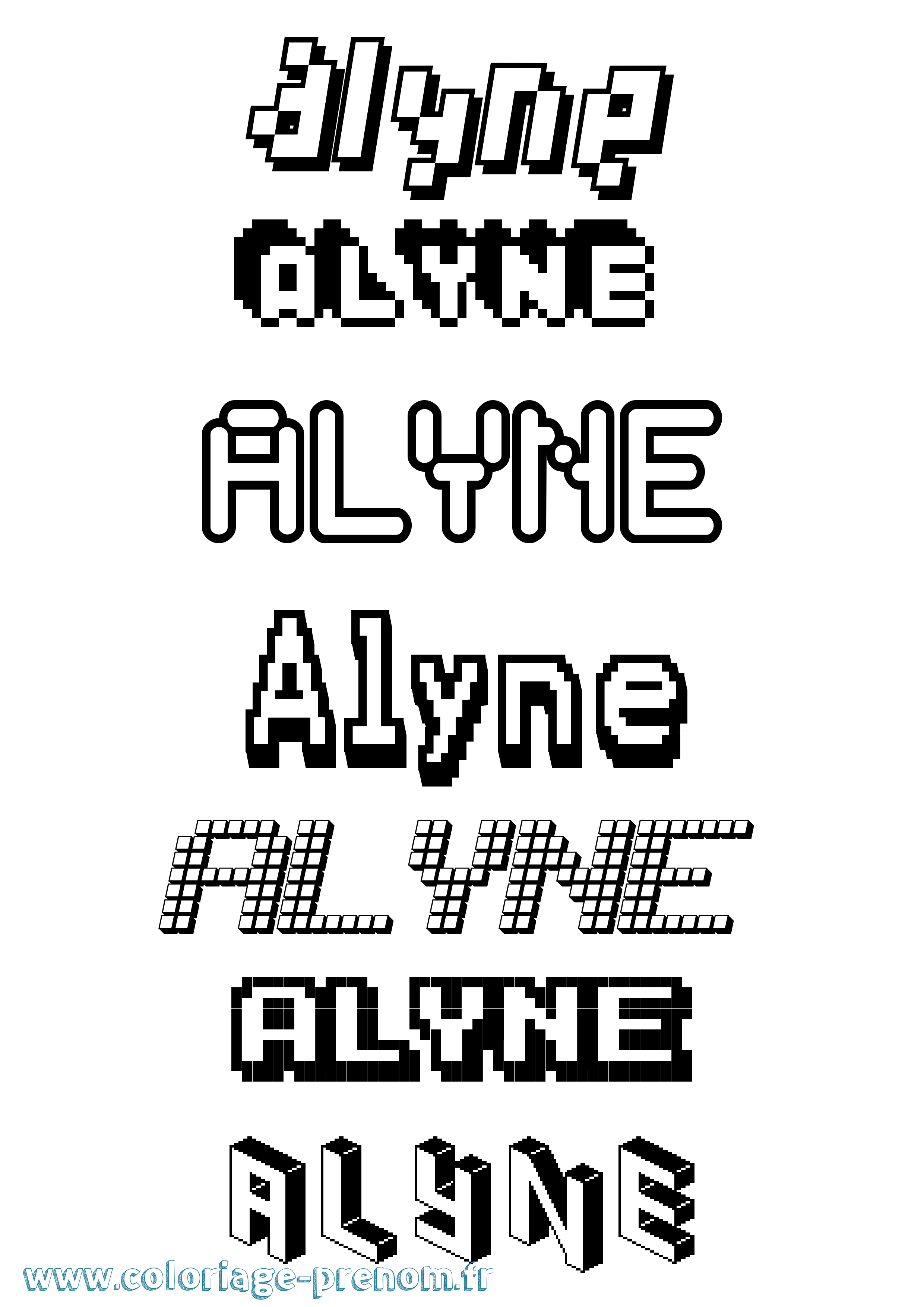 Coloriage Alyne Pixel Coloriage prénom Alyne Pixel