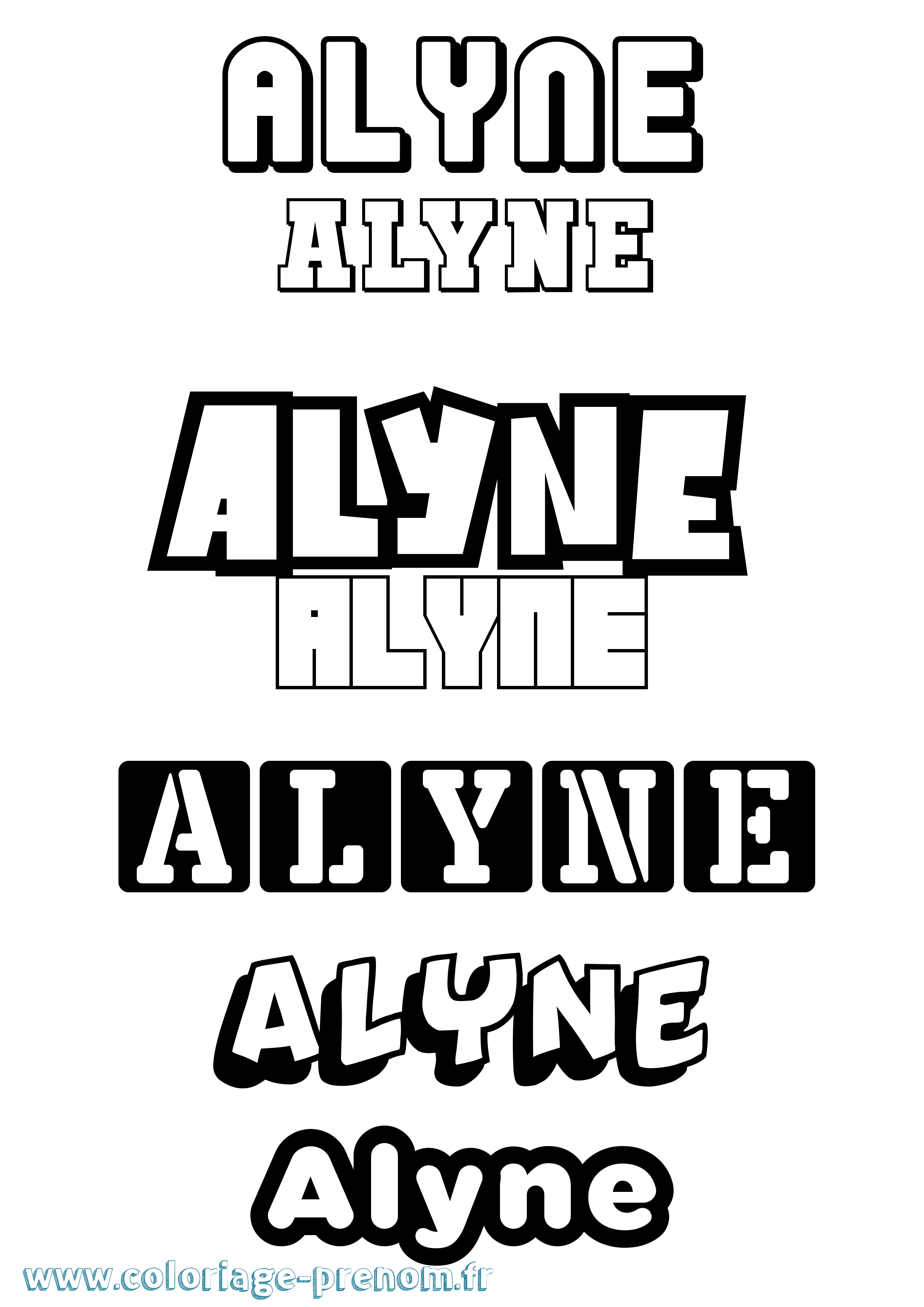Coloriage Alyne Simple Coloriage prénom Alyne Simple