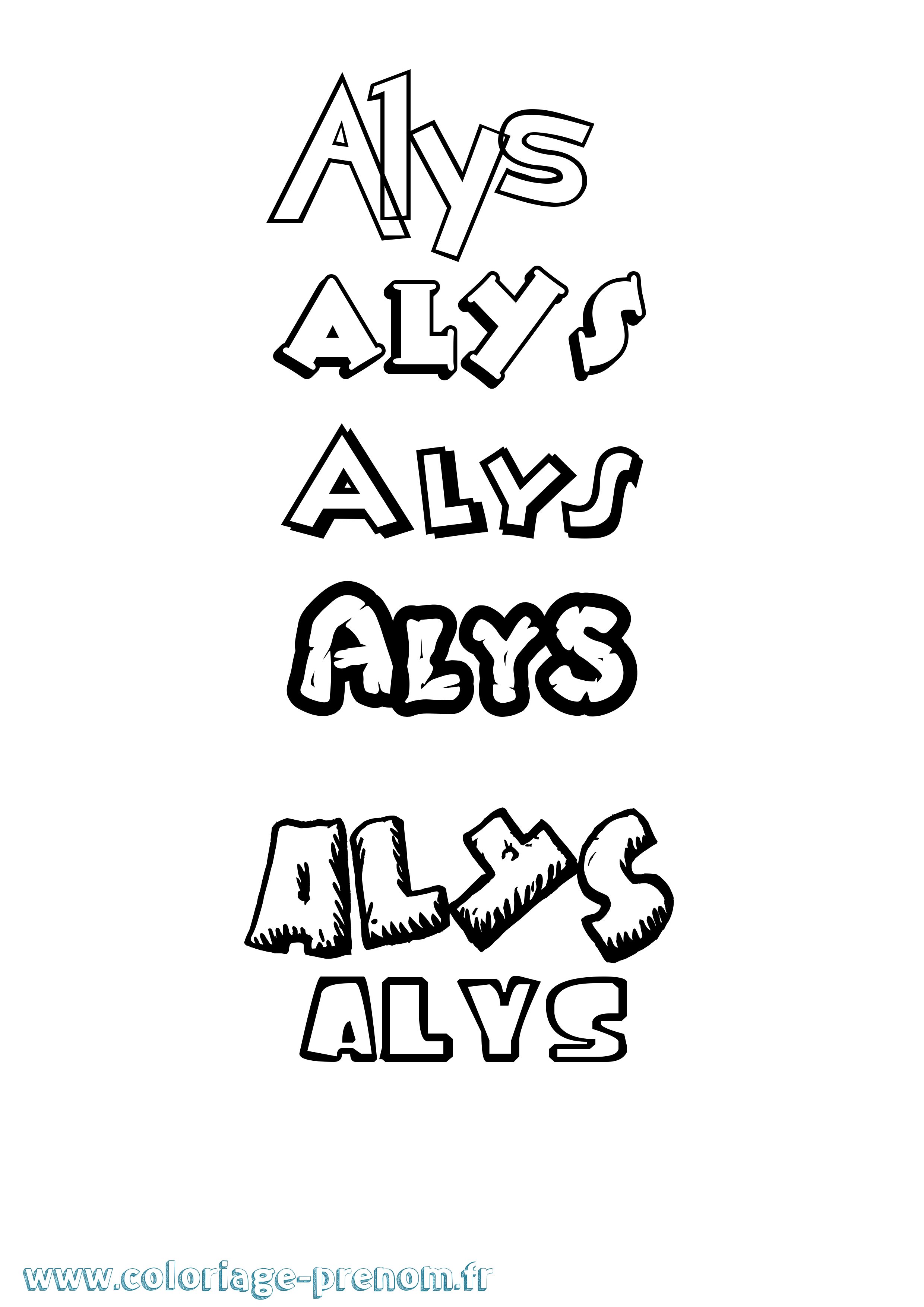 Coloriage Alys Dessin Animé Coloriage prénom Alys Dessin Animé