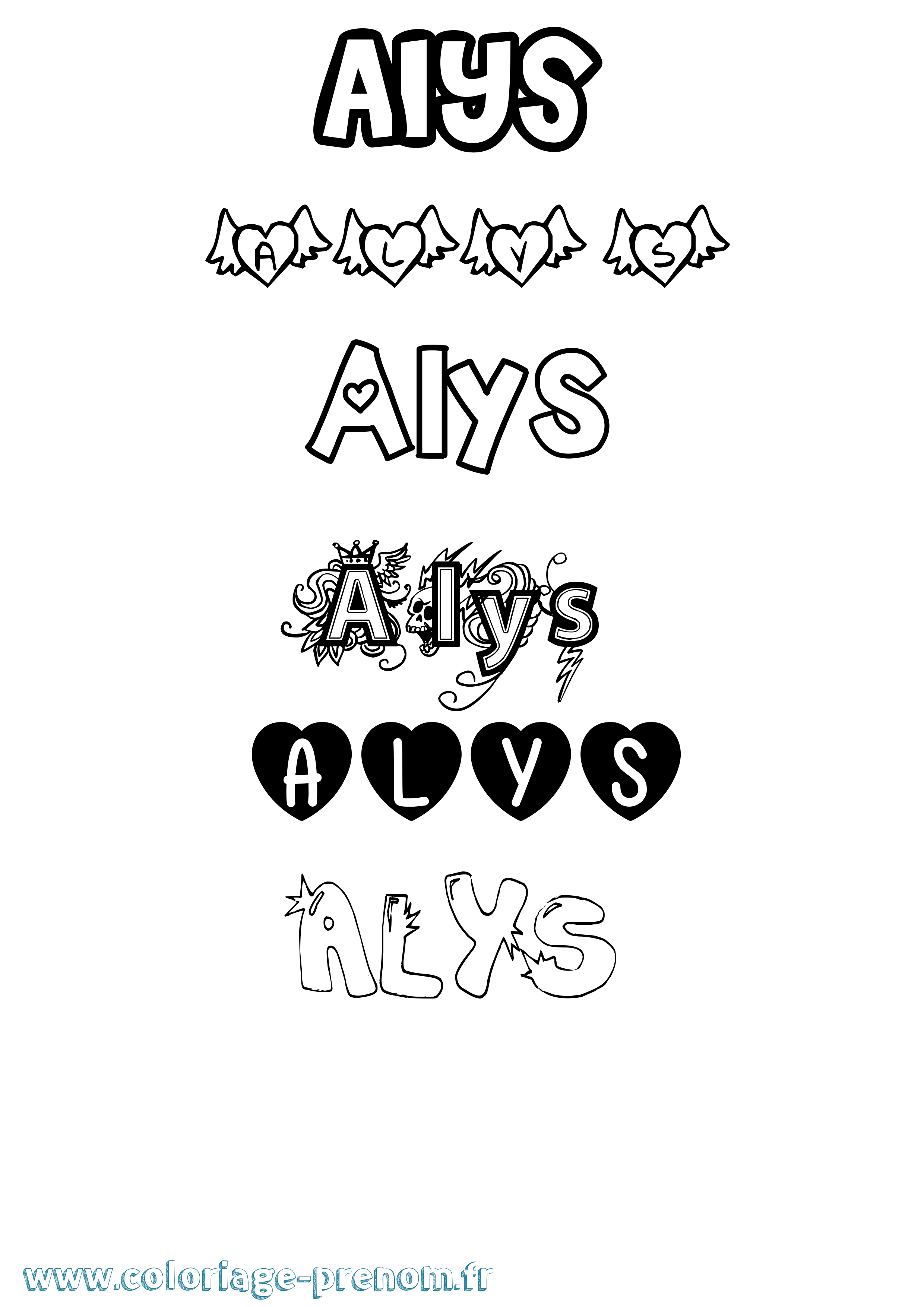 Coloriage Alys Girly Coloriage prénom Alys Girly