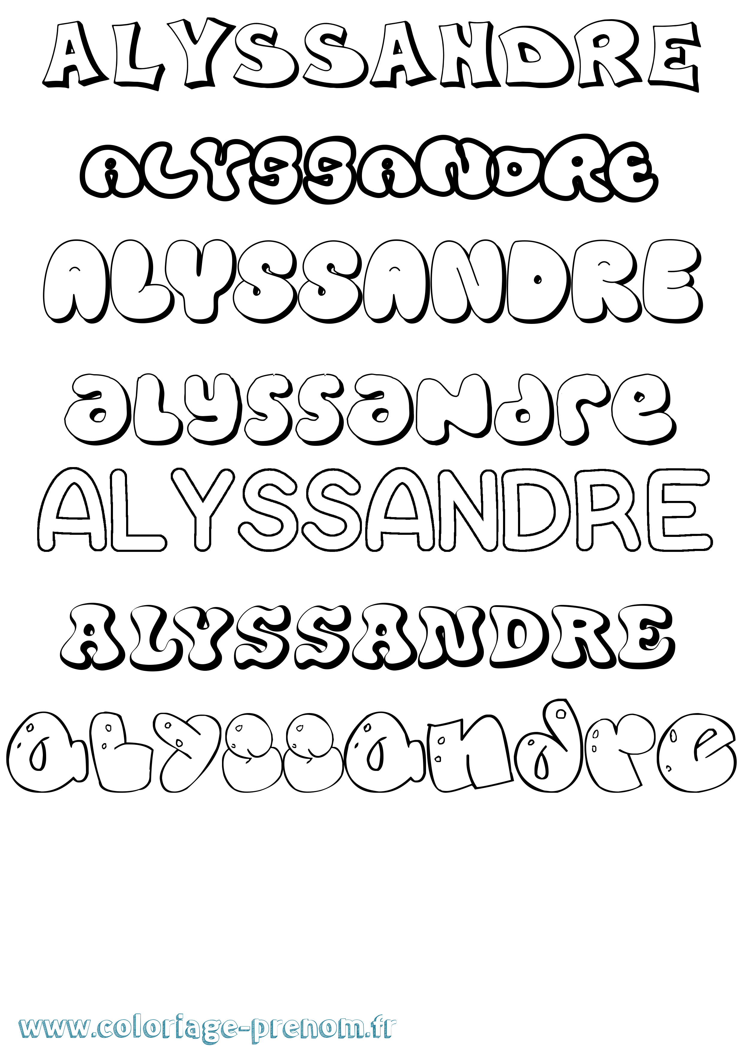 Coloriage Alyssandre Bubble Coloriage prénom Alyssandre Bubble