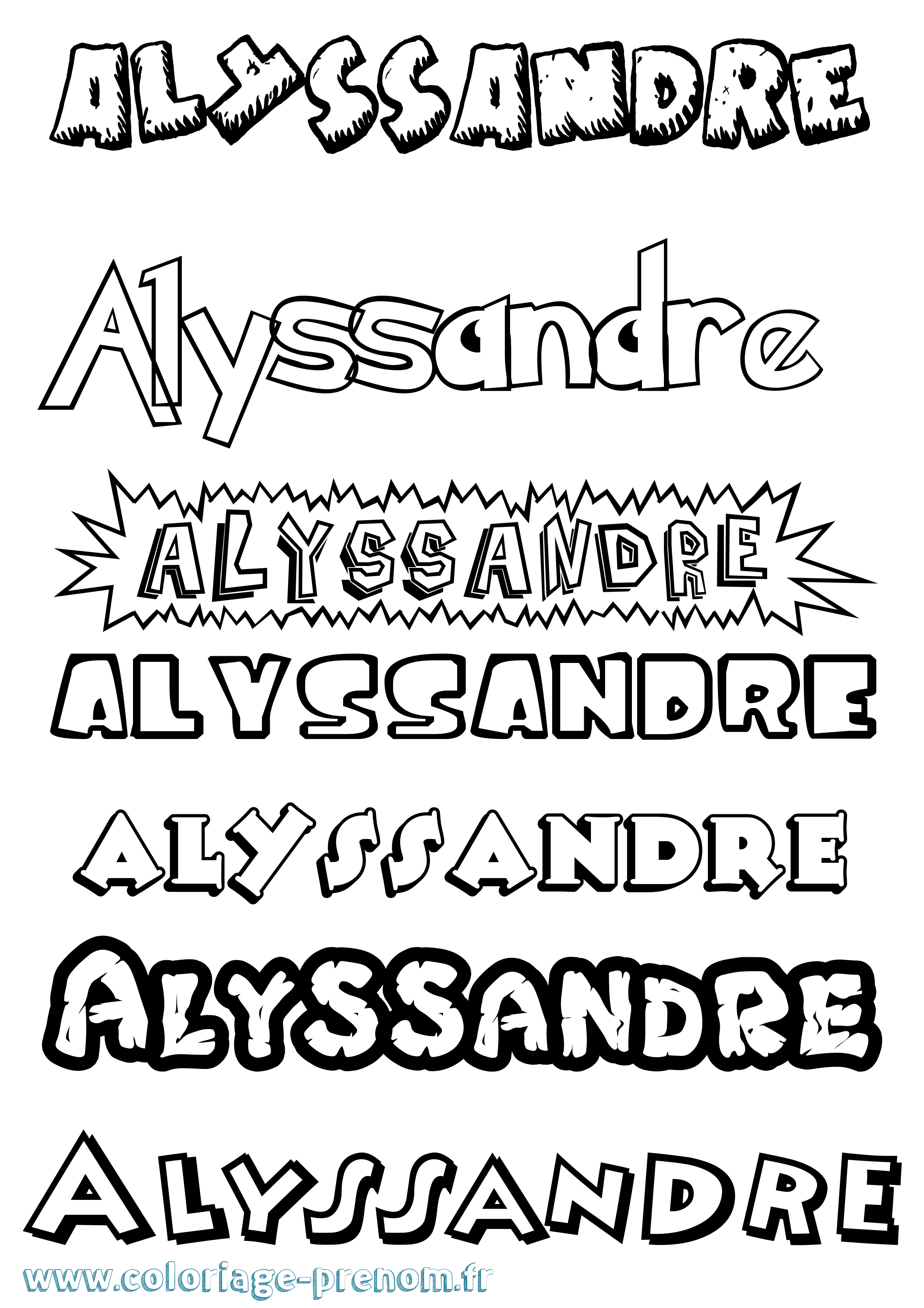 Coloriage Alyssandre Dessin Animé Coloriage prénom Alyssandre Dessin Animé