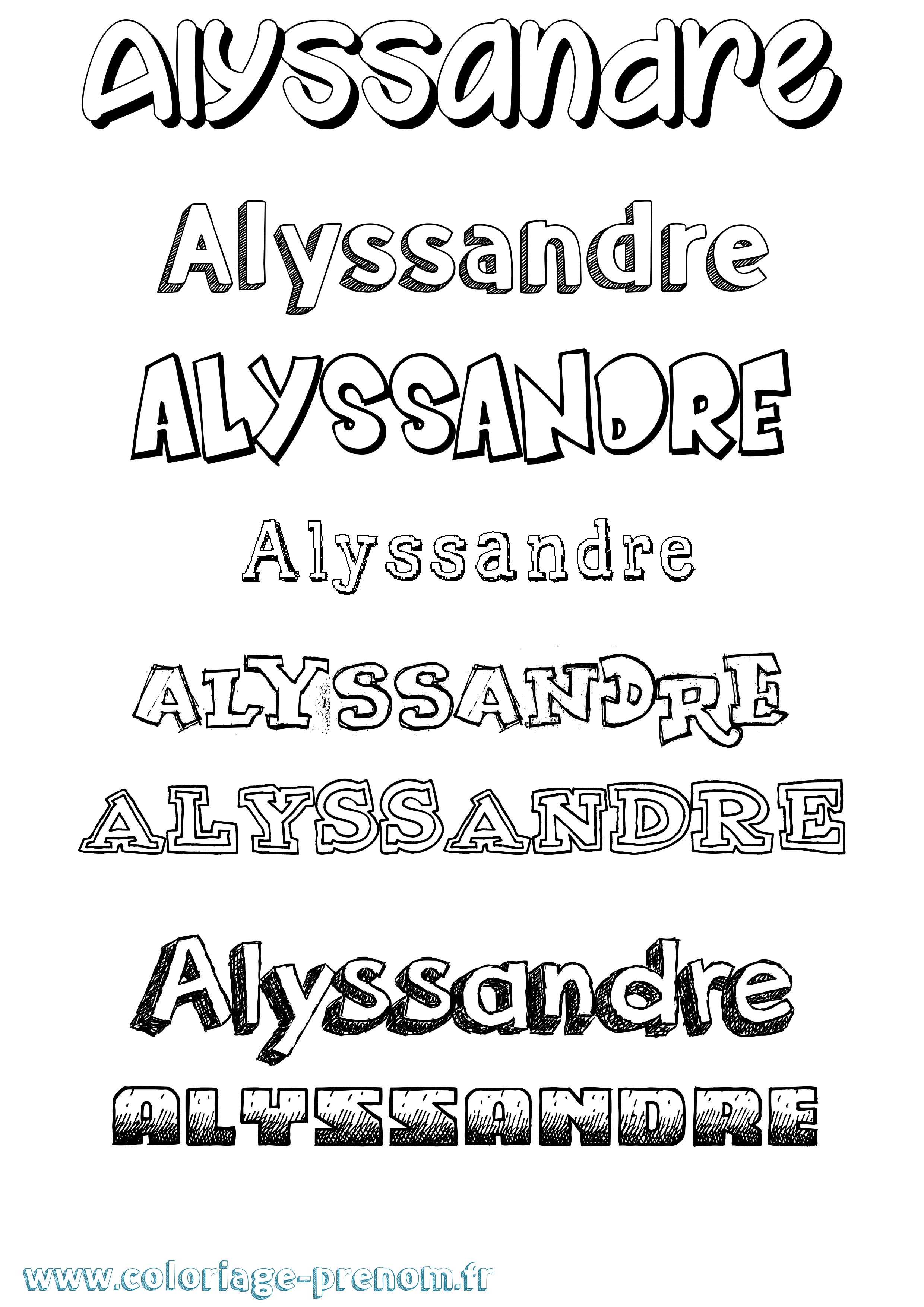 Coloriage Alyssandre Dessiné Coloriage prénom Alyssandre Dessiné