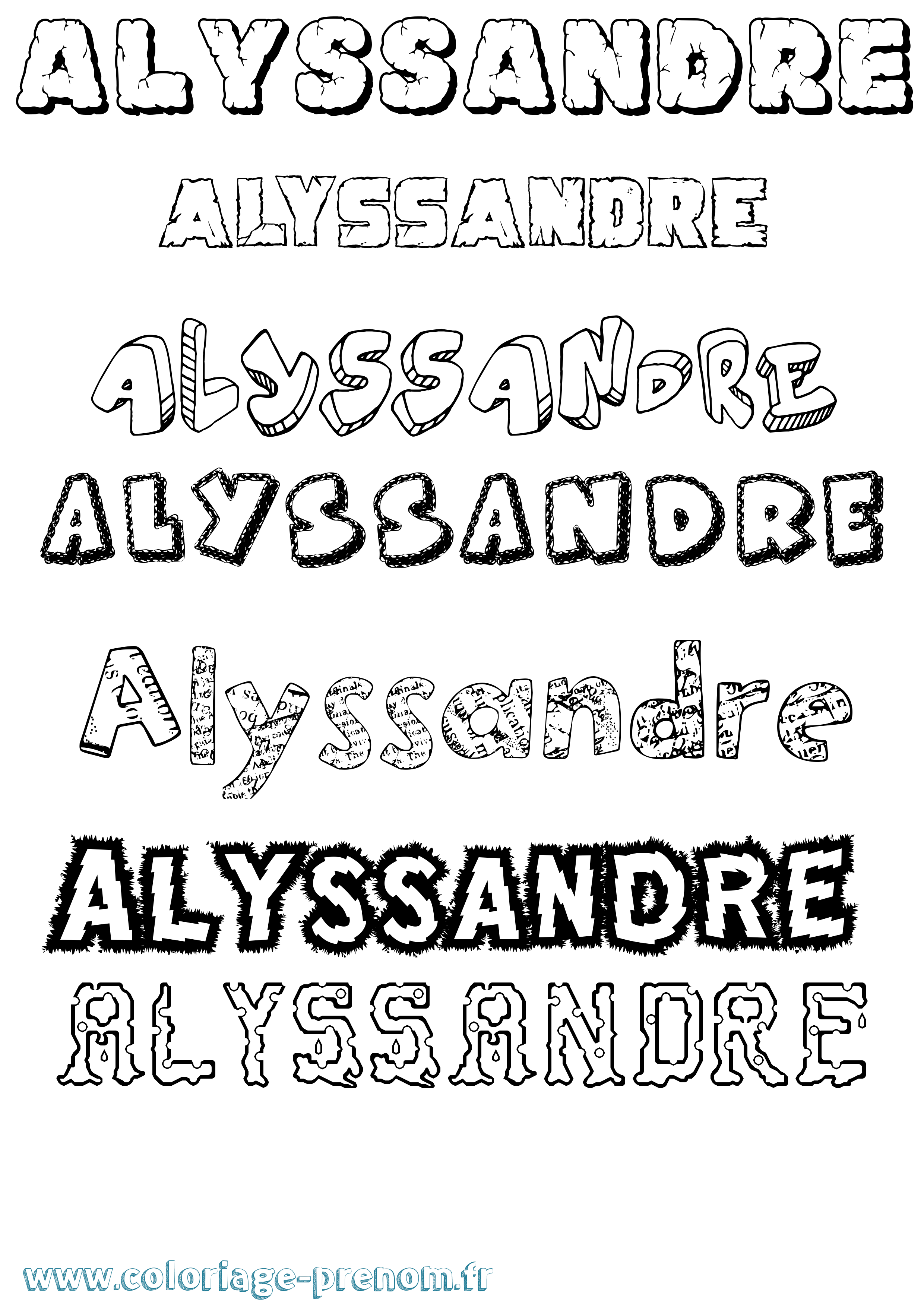 Coloriage Alyssandre Destructuré Coloriage prénom Alyssandre Destructuré