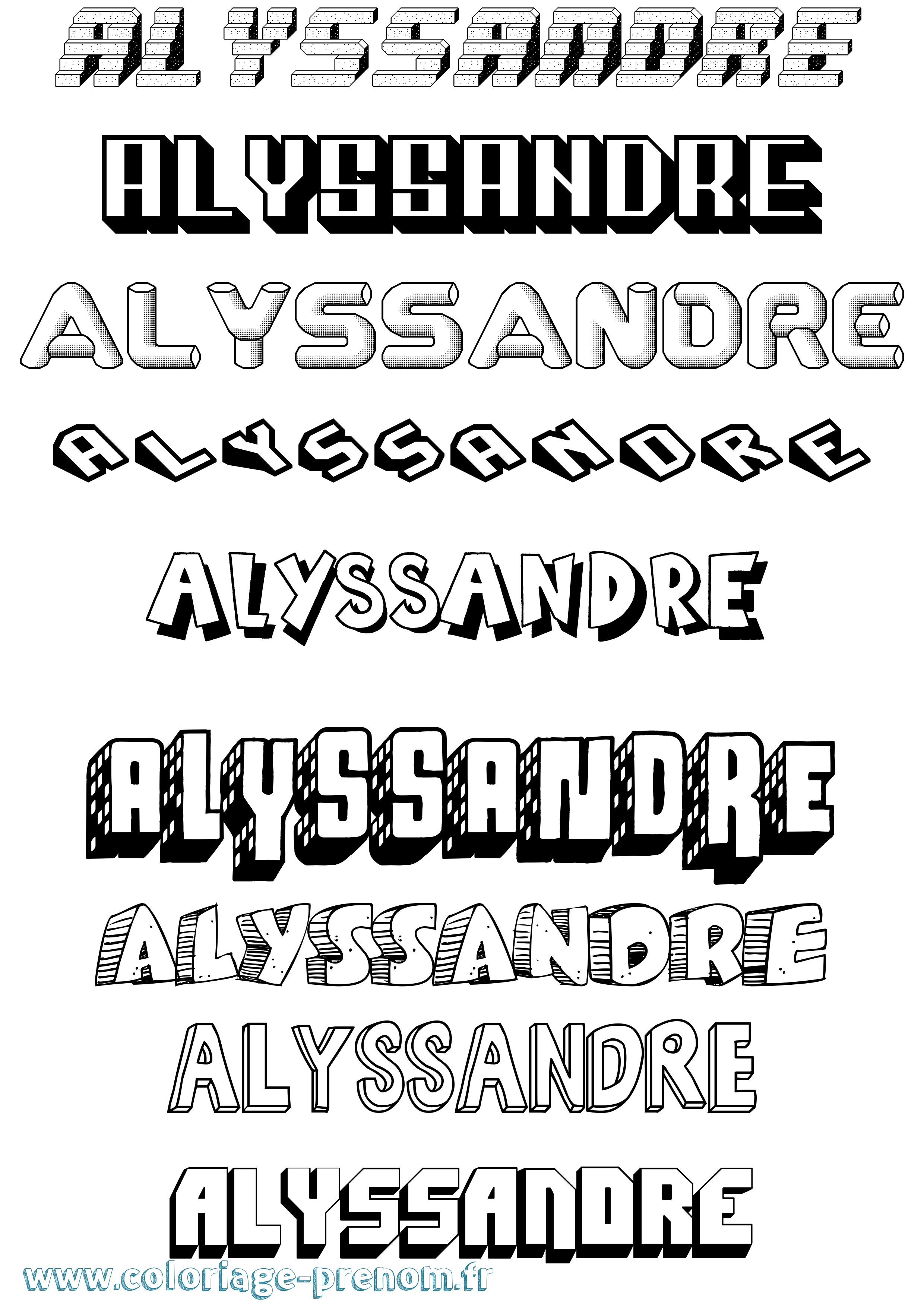 Coloriage Alyssandre Effet 3D Coloriage prénom Alyssandre Effet 3D