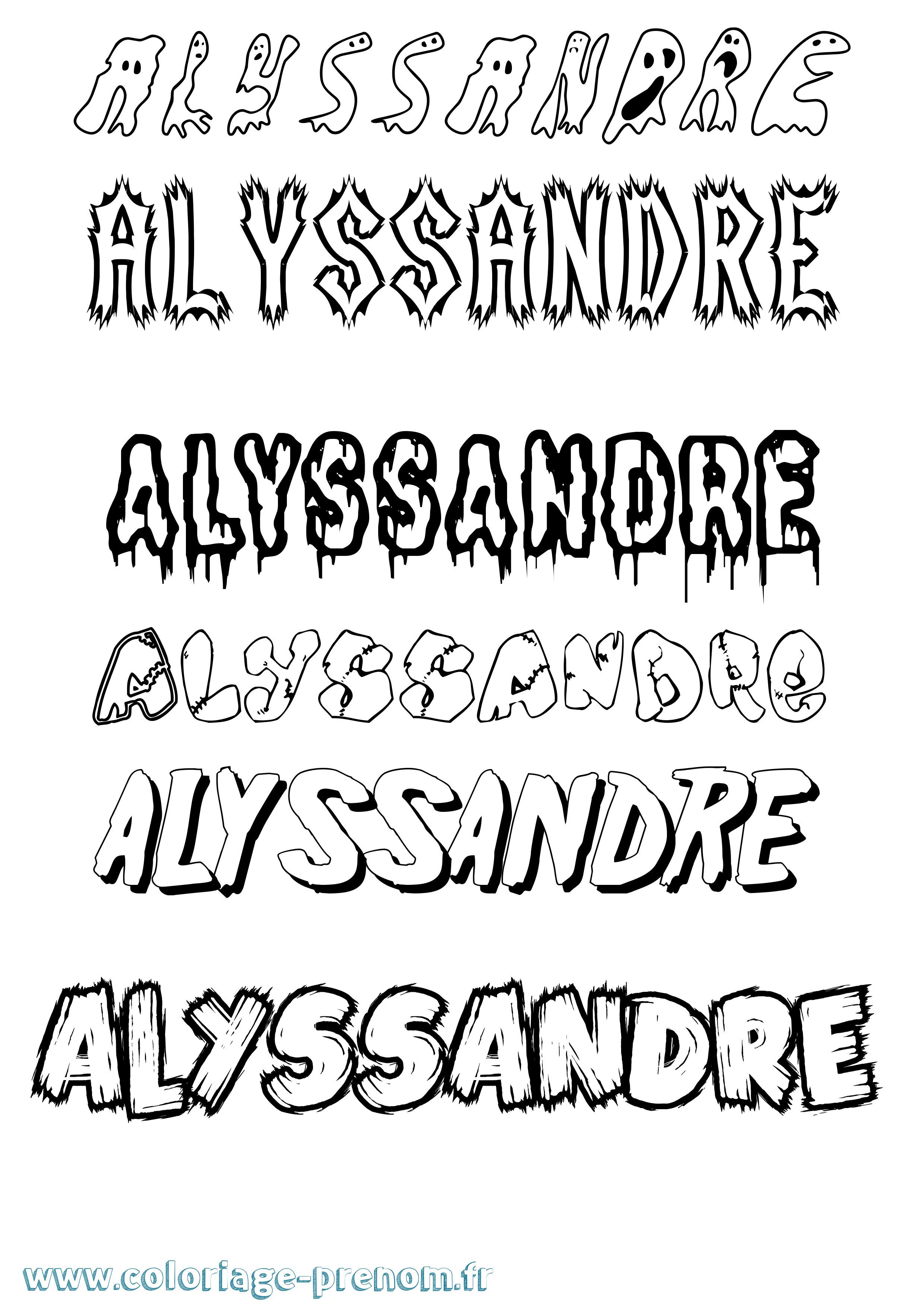 Coloriage Alyssandre Frisson Coloriage prénom Alyssandre Frisson