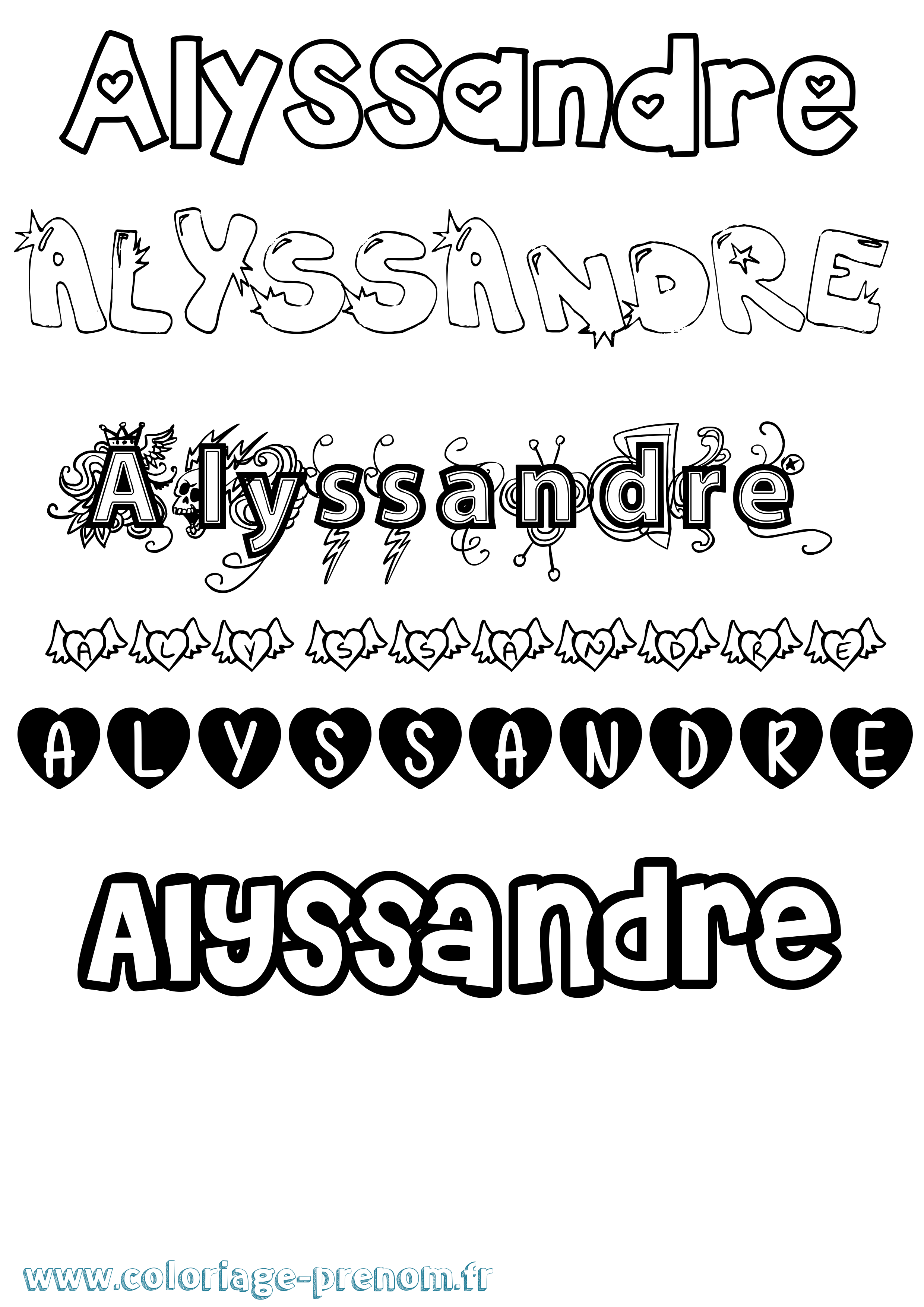 Coloriage Alyssandre Girly Coloriage prénom Alyssandre Girly