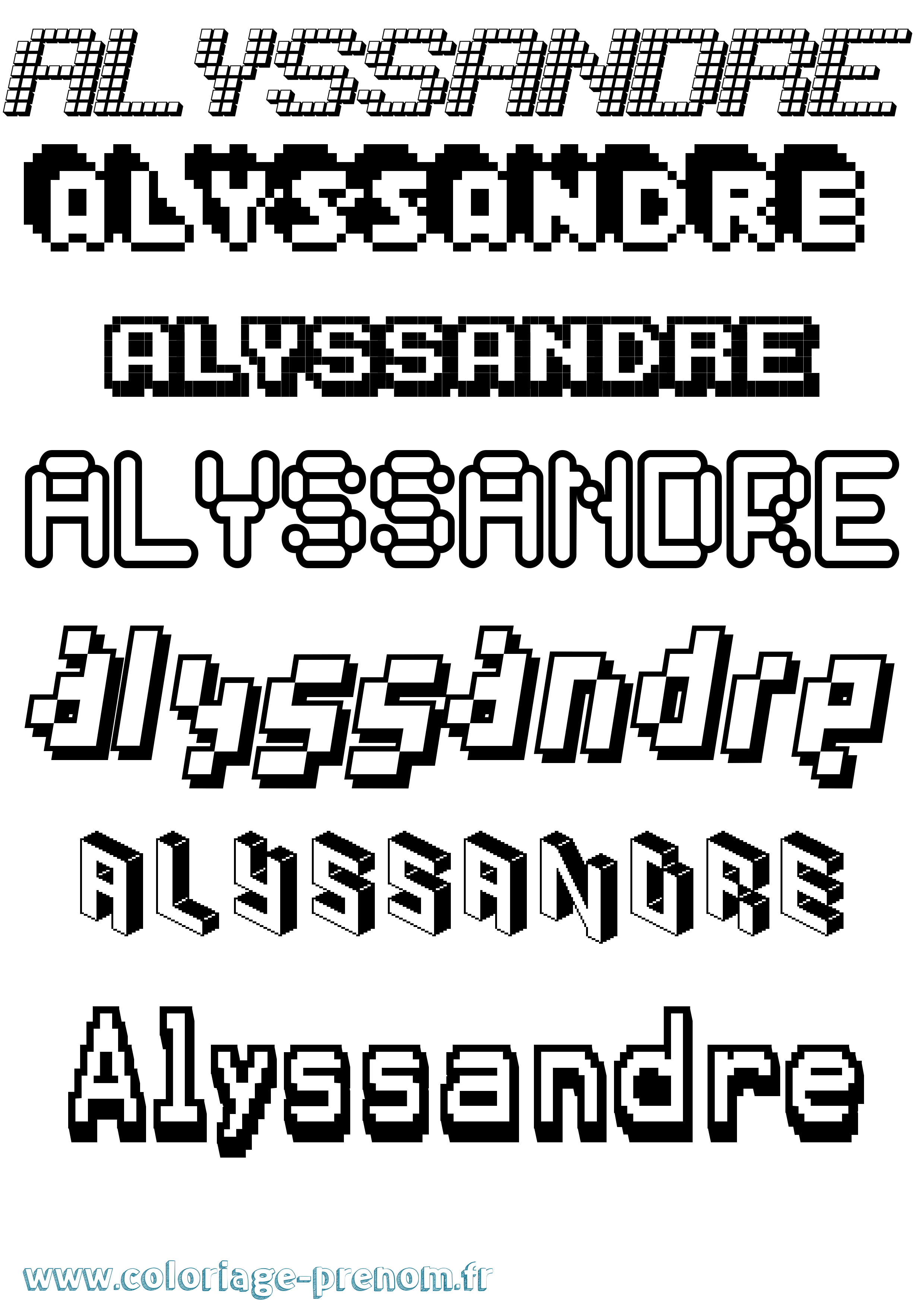 Coloriage Alyssandre Pixel Coloriage prénom Alyssandre Pixel