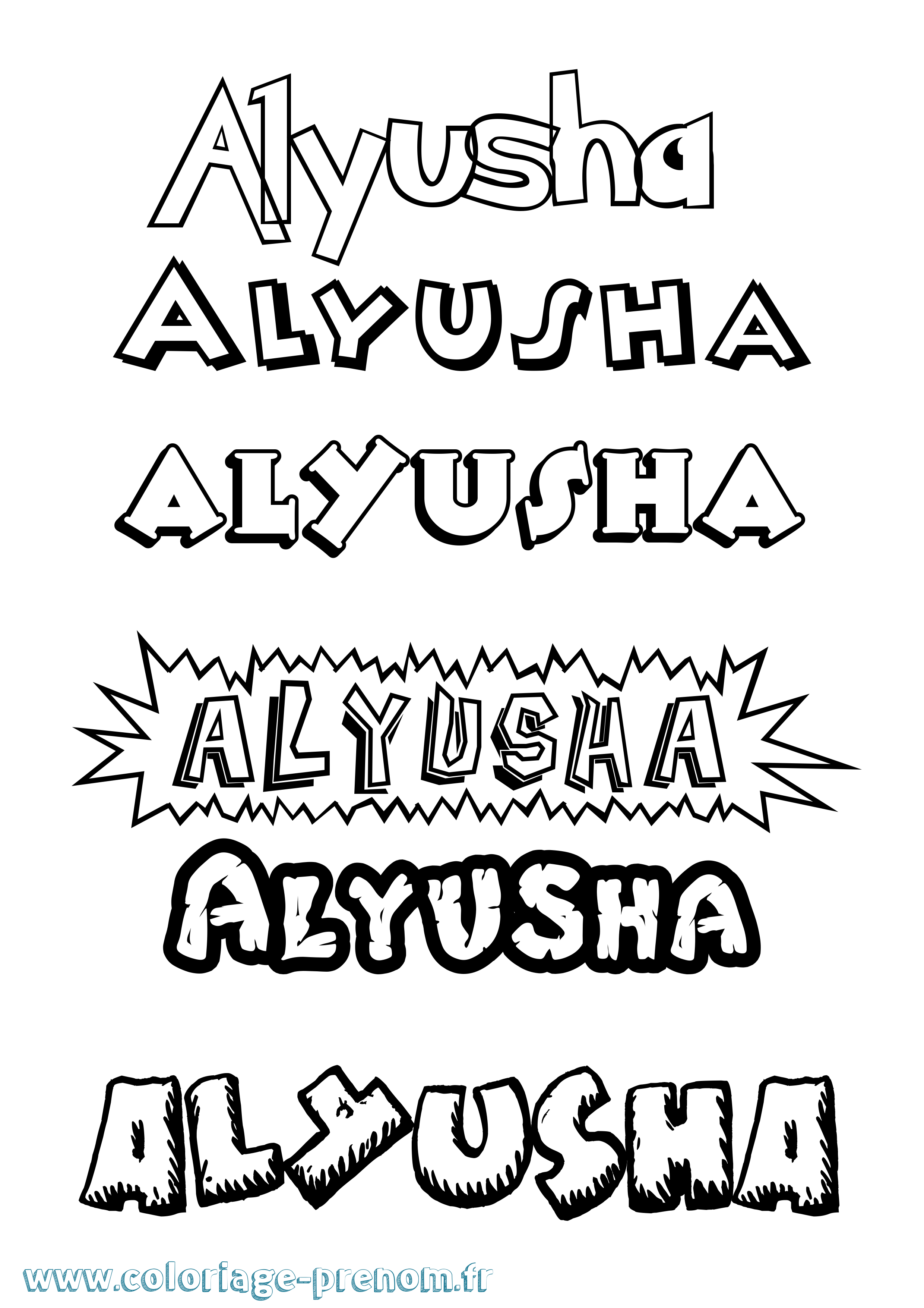 Coloriage Alyusha Dessin Animé Coloriage prénom Alyusha Dessin Animé