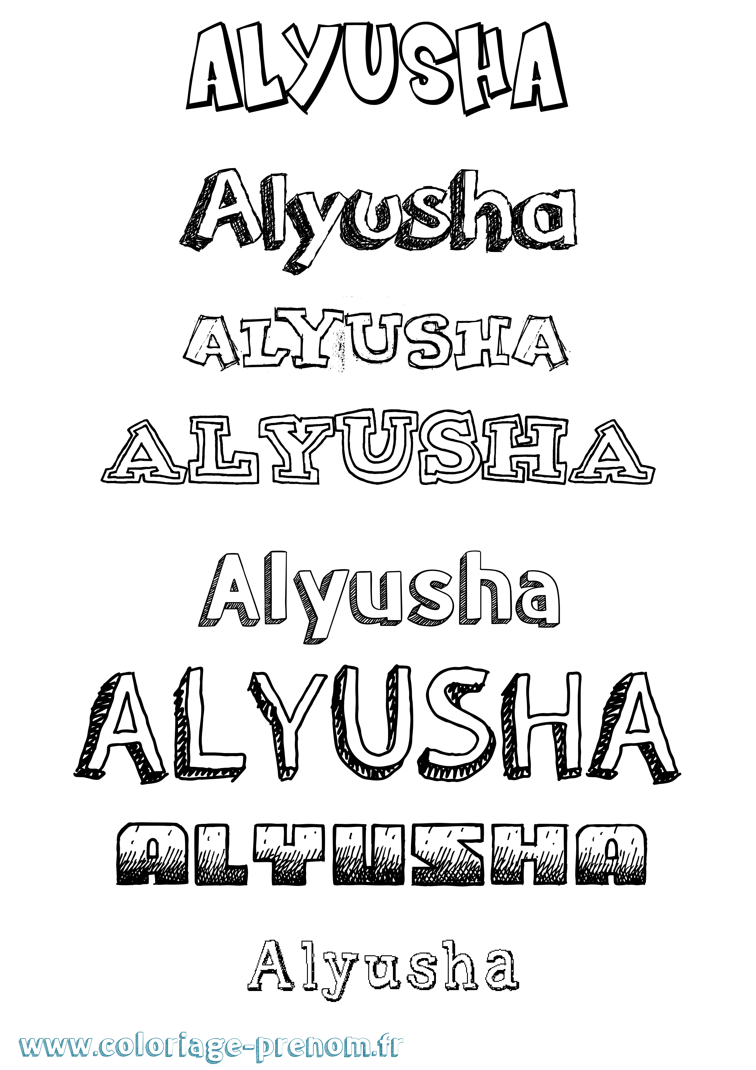 Coloriage Alyusha Dessiné Coloriage prénom Alyusha Dessiné
