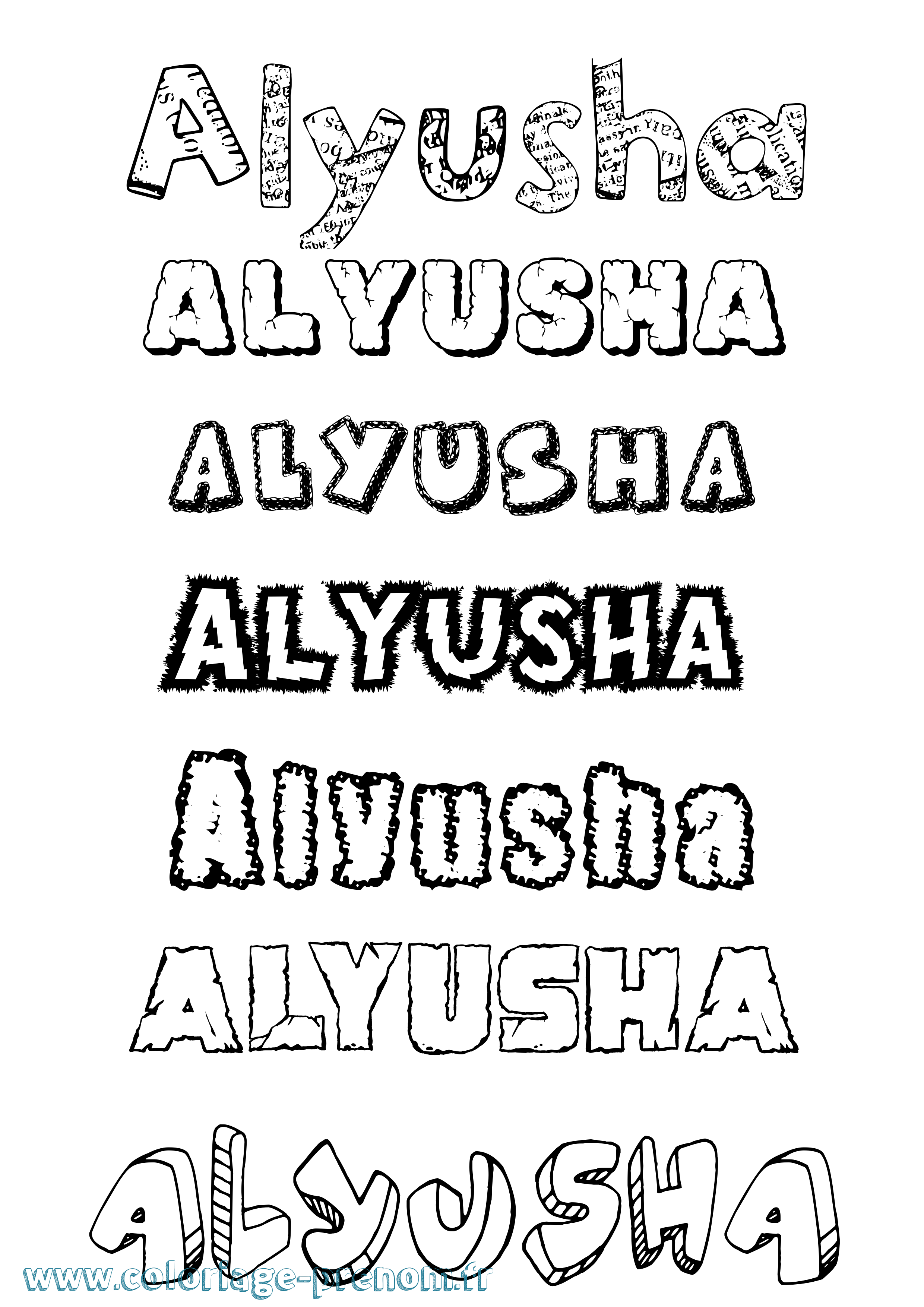 Coloriage Alyusha Destructuré Coloriage prénom Alyusha Destructuré