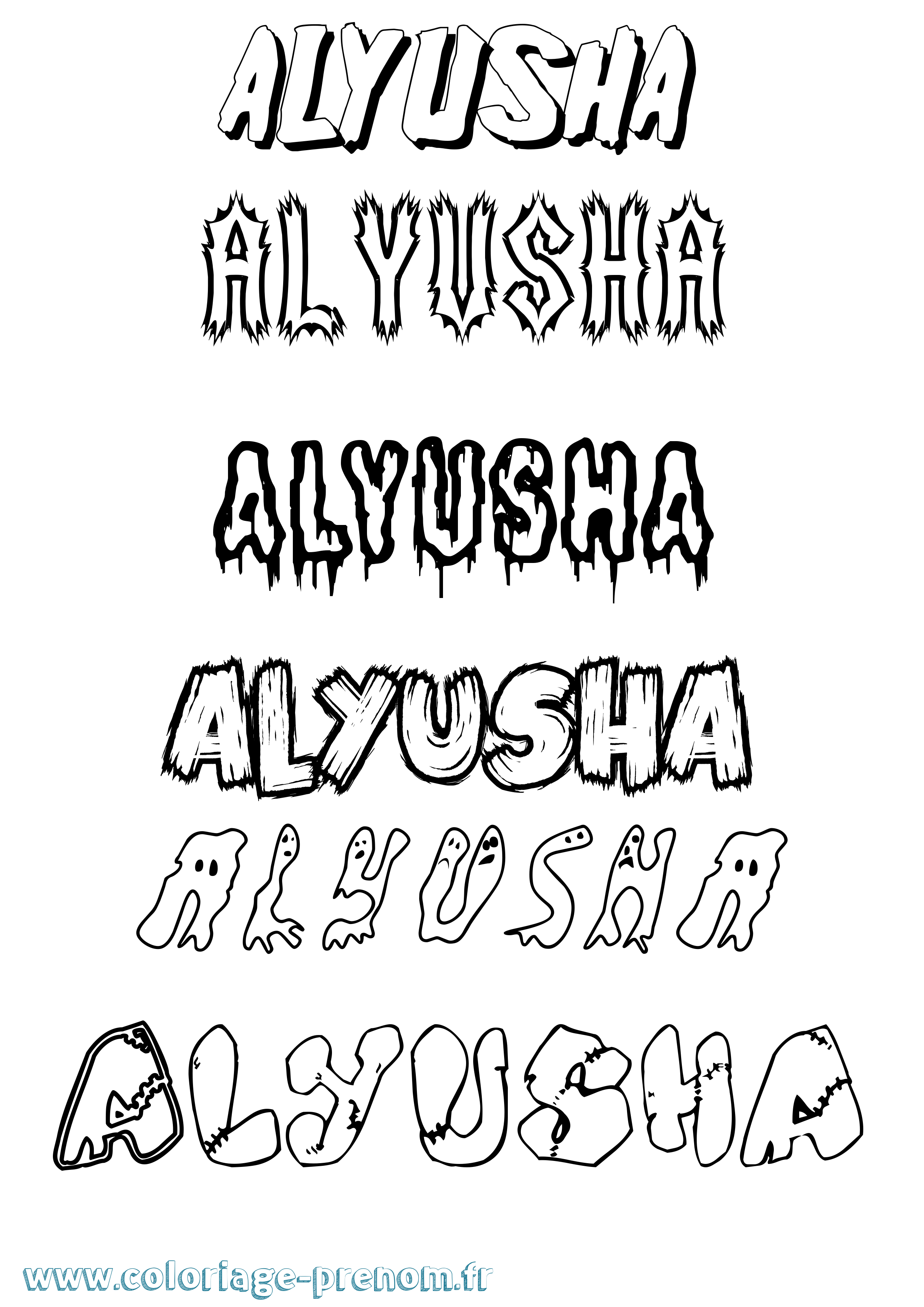 Coloriage Alyusha Frisson Coloriage prénom Alyusha Frisson