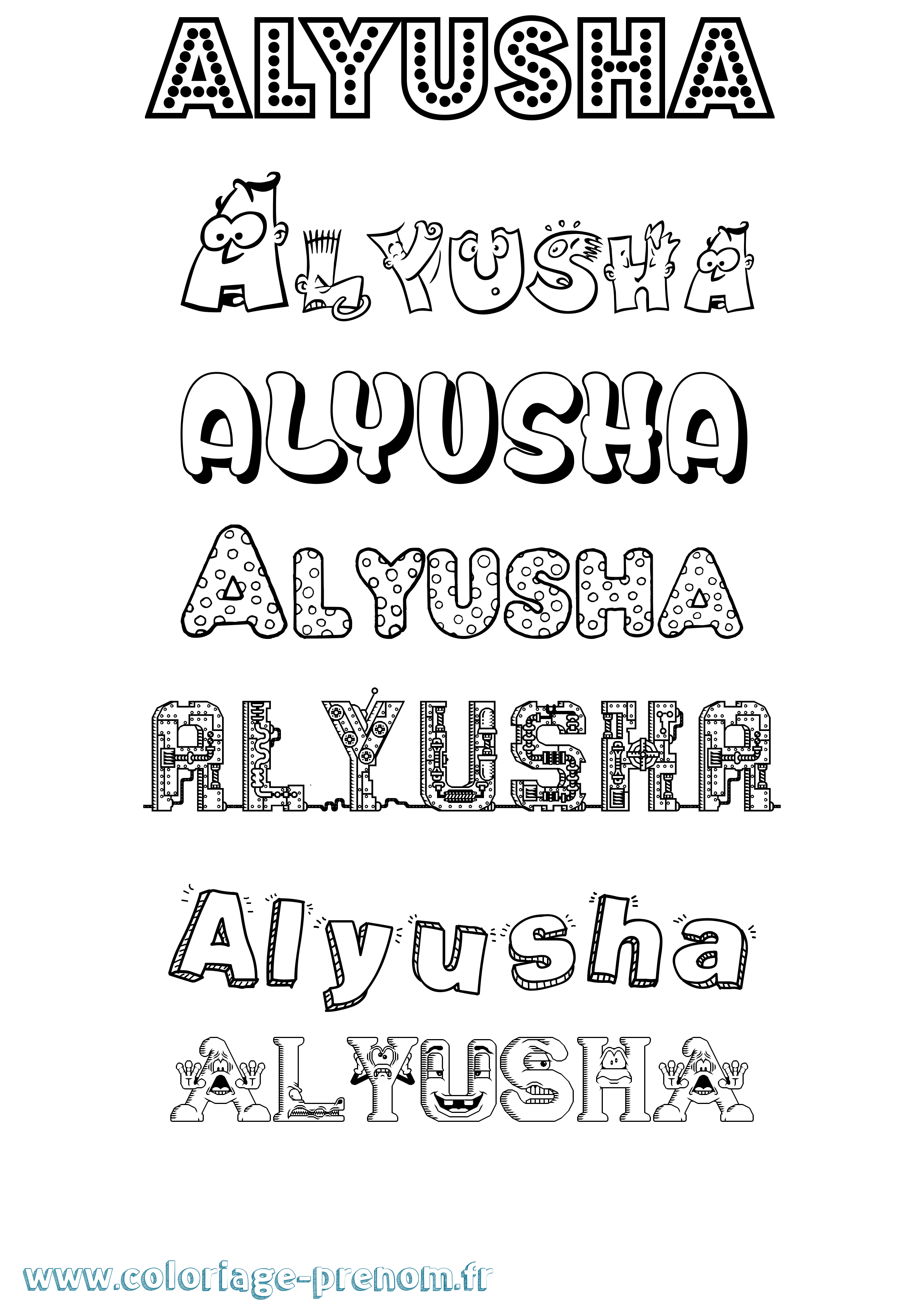 Coloriage Alyusha Fun Coloriage prénom Alyusha Fun