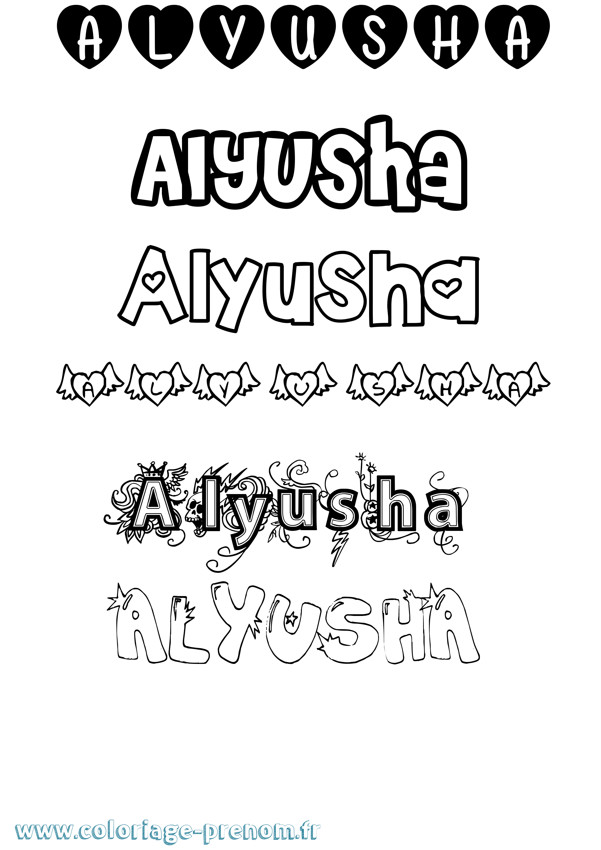 Coloriage Alyusha Girly Coloriage prénom Alyusha Girly