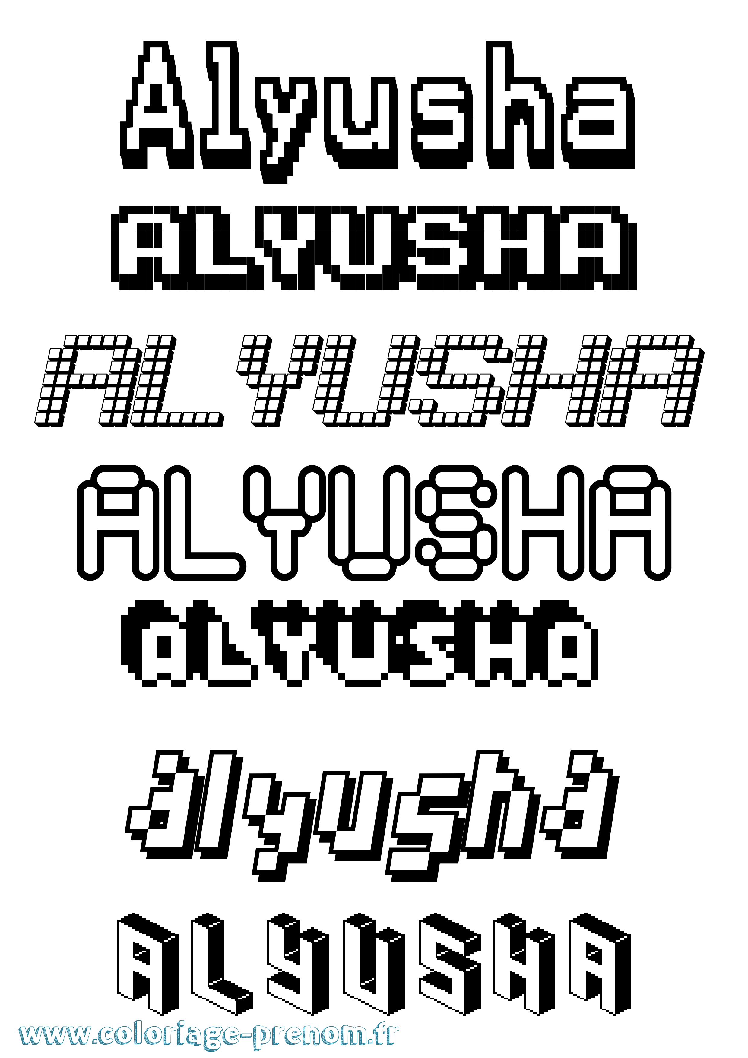 Coloriage Alyusha Pixel Coloriage prénom Alyusha Pixel