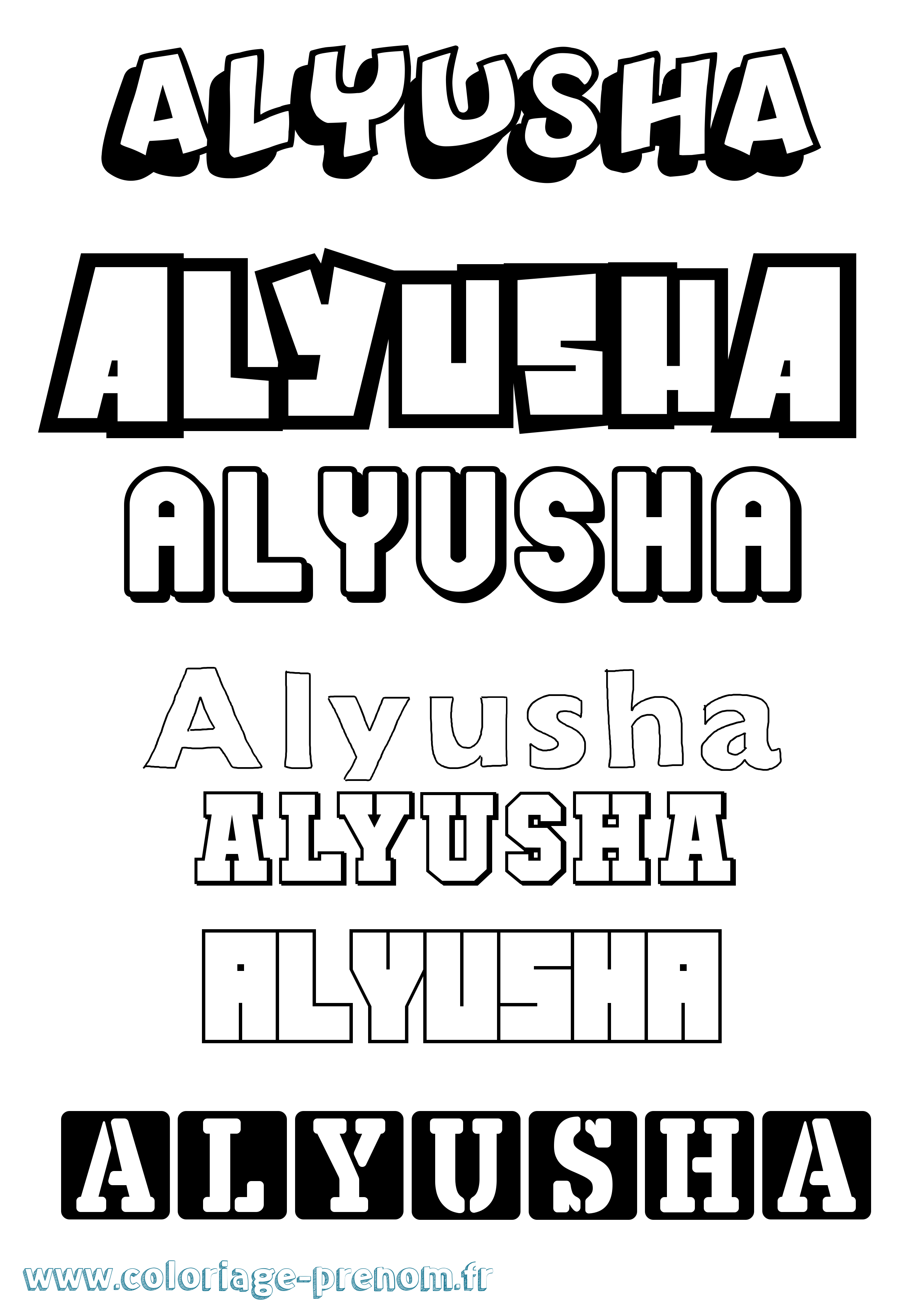 Coloriage Alyusha Simple Coloriage prénom Alyusha Simple
