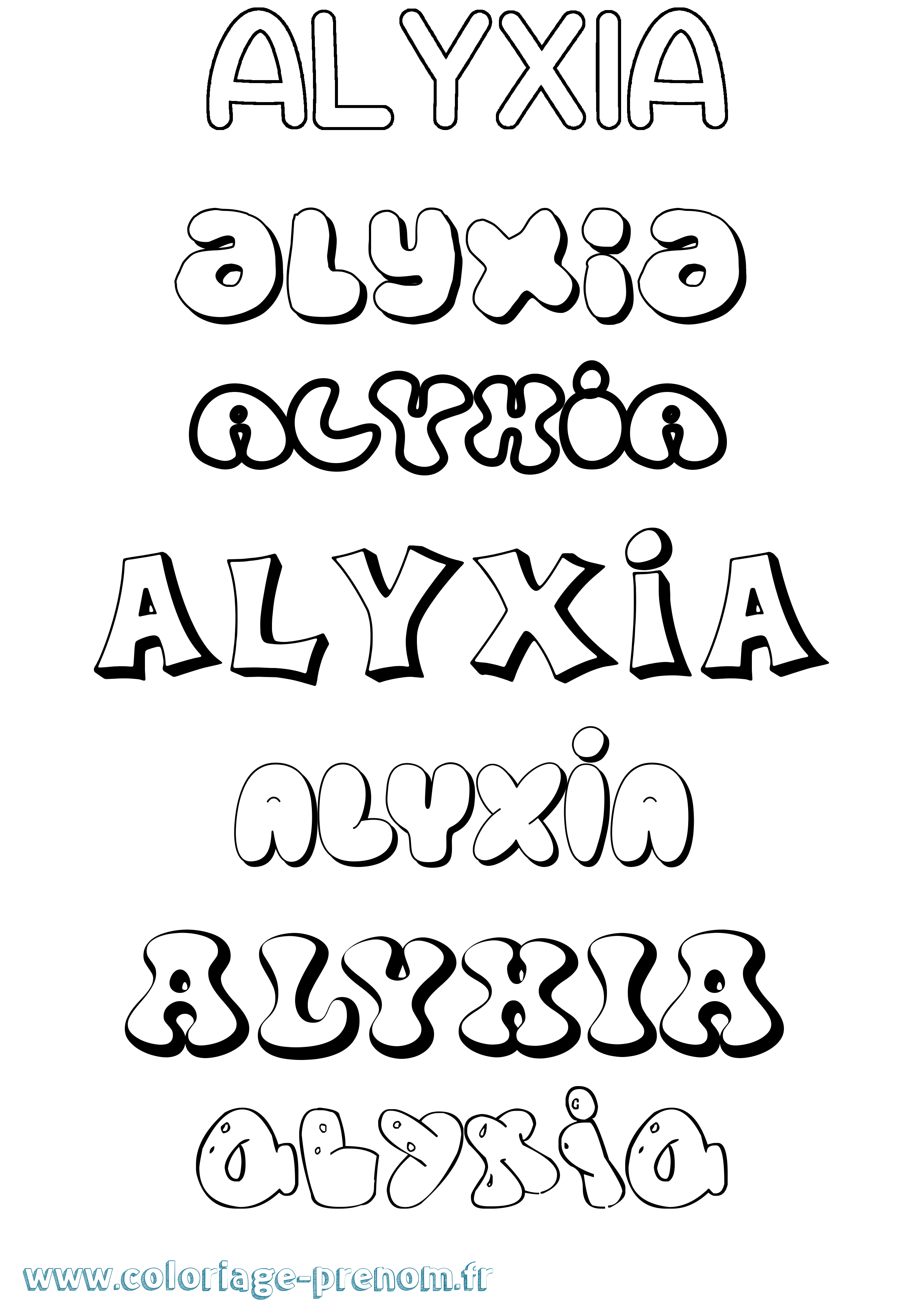 Coloriage Alyxia Bubble Coloriage prénom Alyxia Bubble