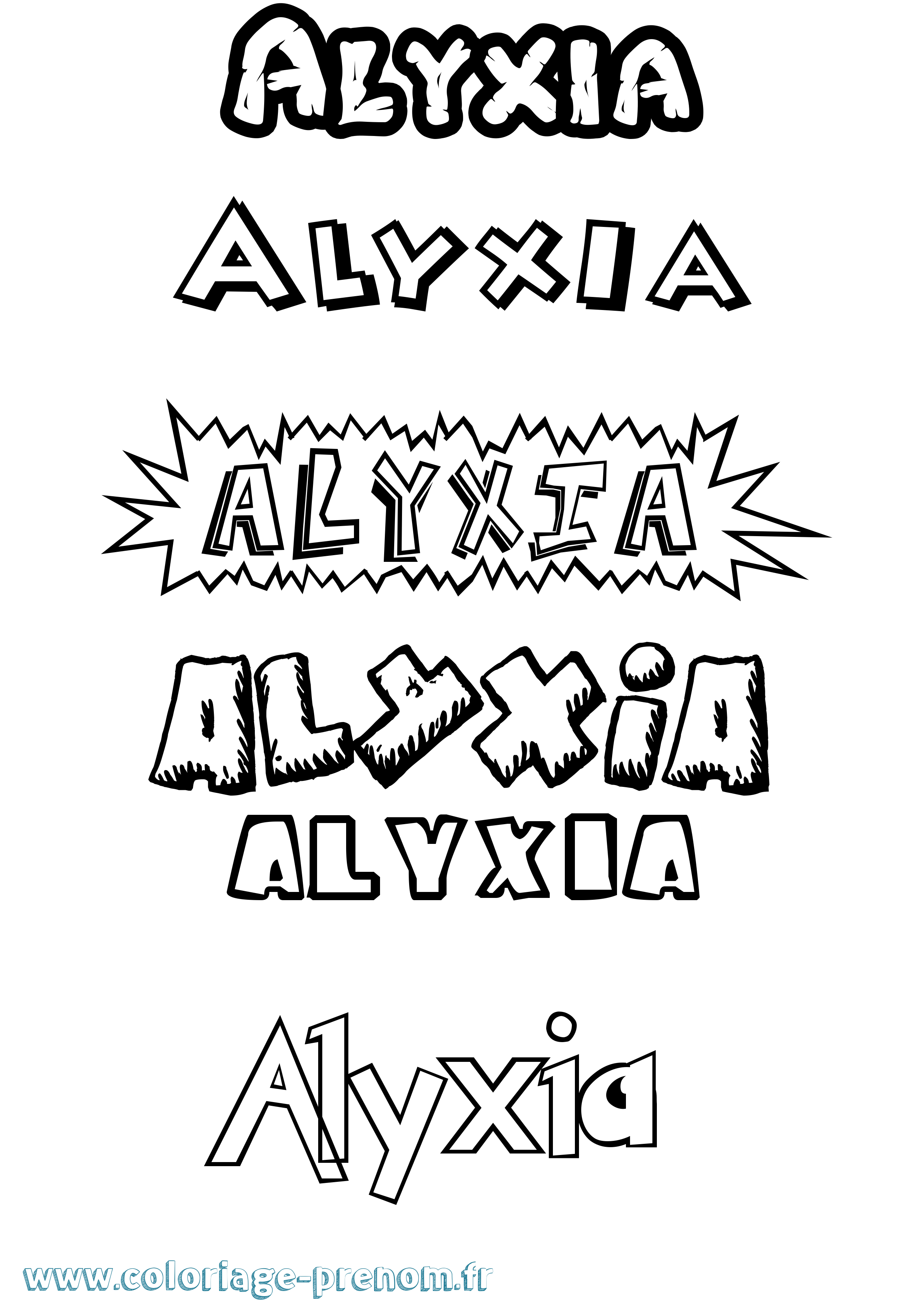 Coloriage Alyxia Dessin Animé Coloriage prénom Alyxia Dessin Animé