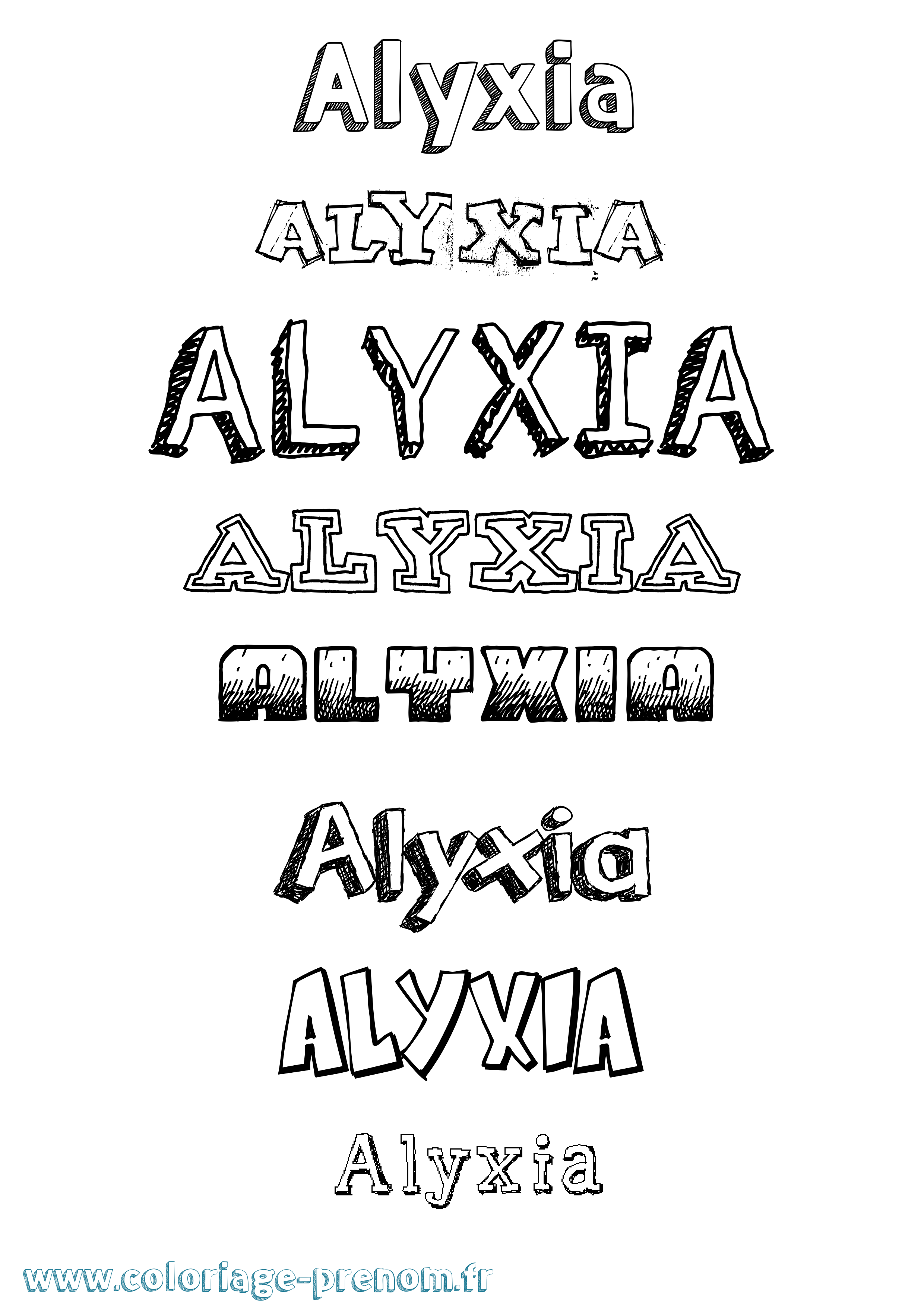 Coloriage Alyxia Dessiné Coloriage prénom Alyxia Dessiné
