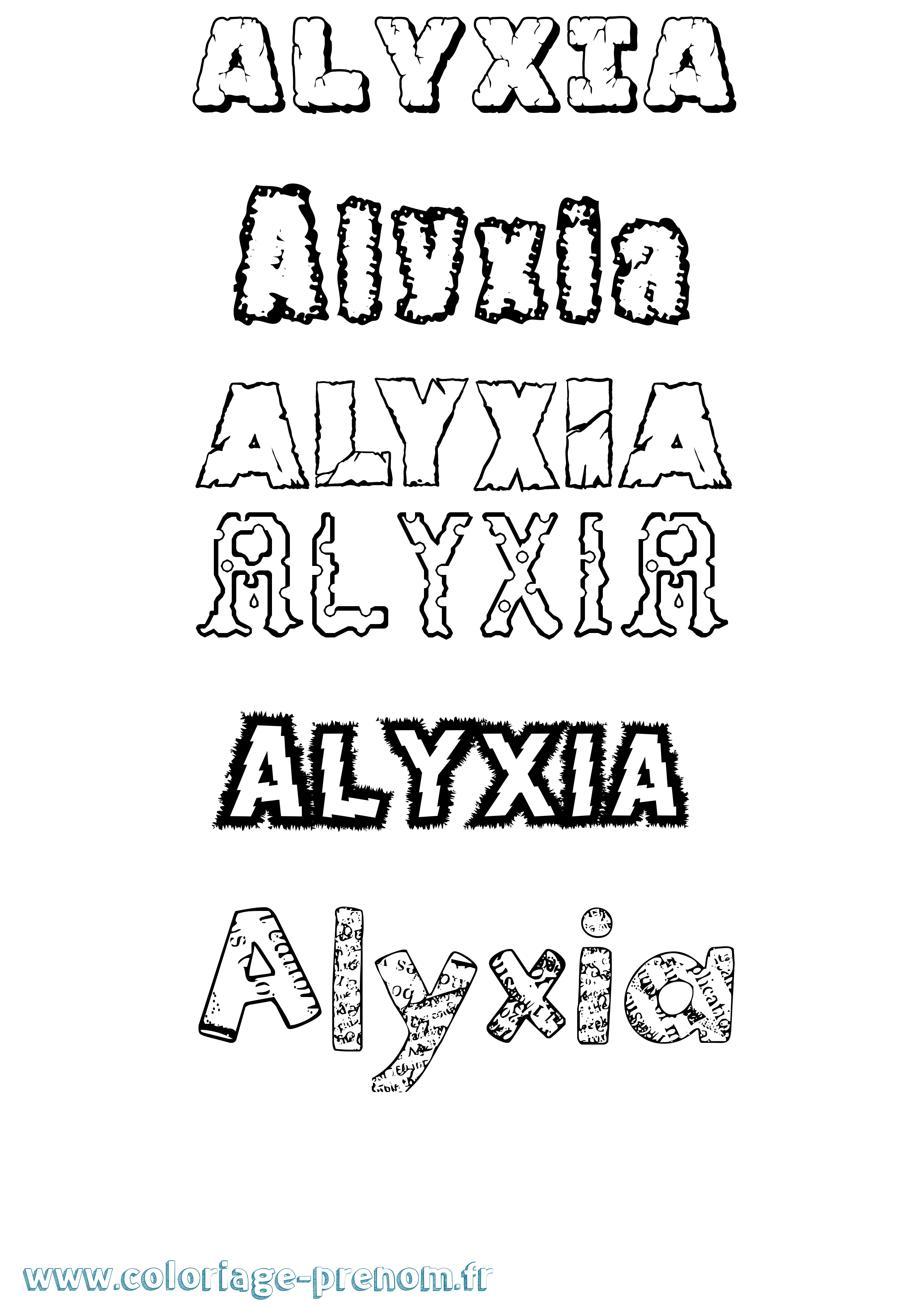 Coloriage Alyxia Destructuré Coloriage prénom Alyxia Destructuré