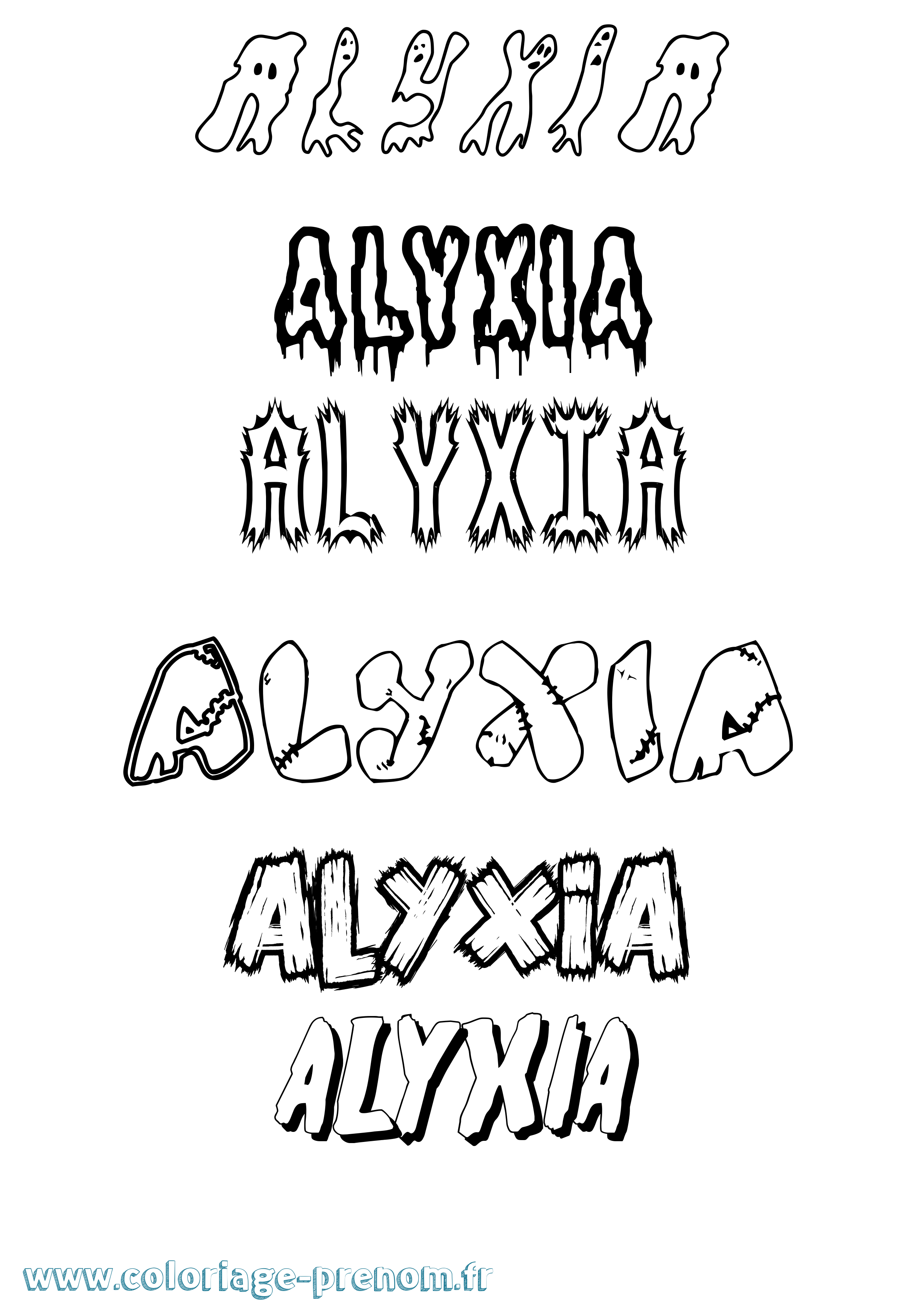Coloriage Alyxia Frisson Coloriage prénom Alyxia Frisson