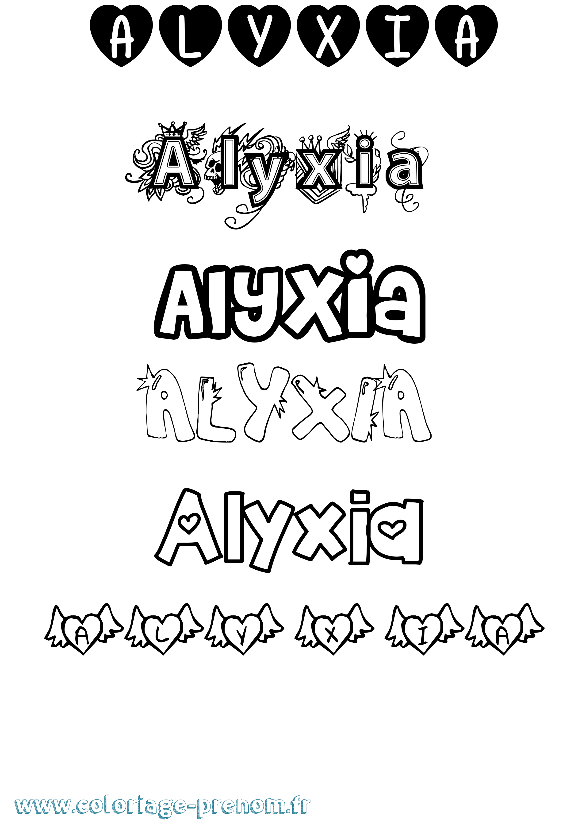 Coloriage Alyxia Girly Coloriage prénom Alyxia Girly