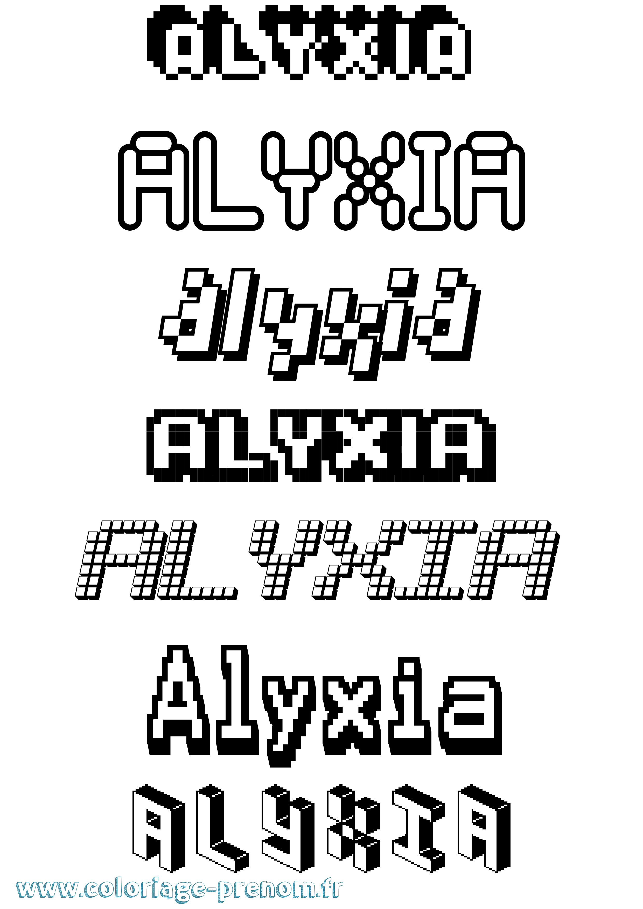 Coloriage Alyxia Pixel Coloriage prénom Alyxia Pixel