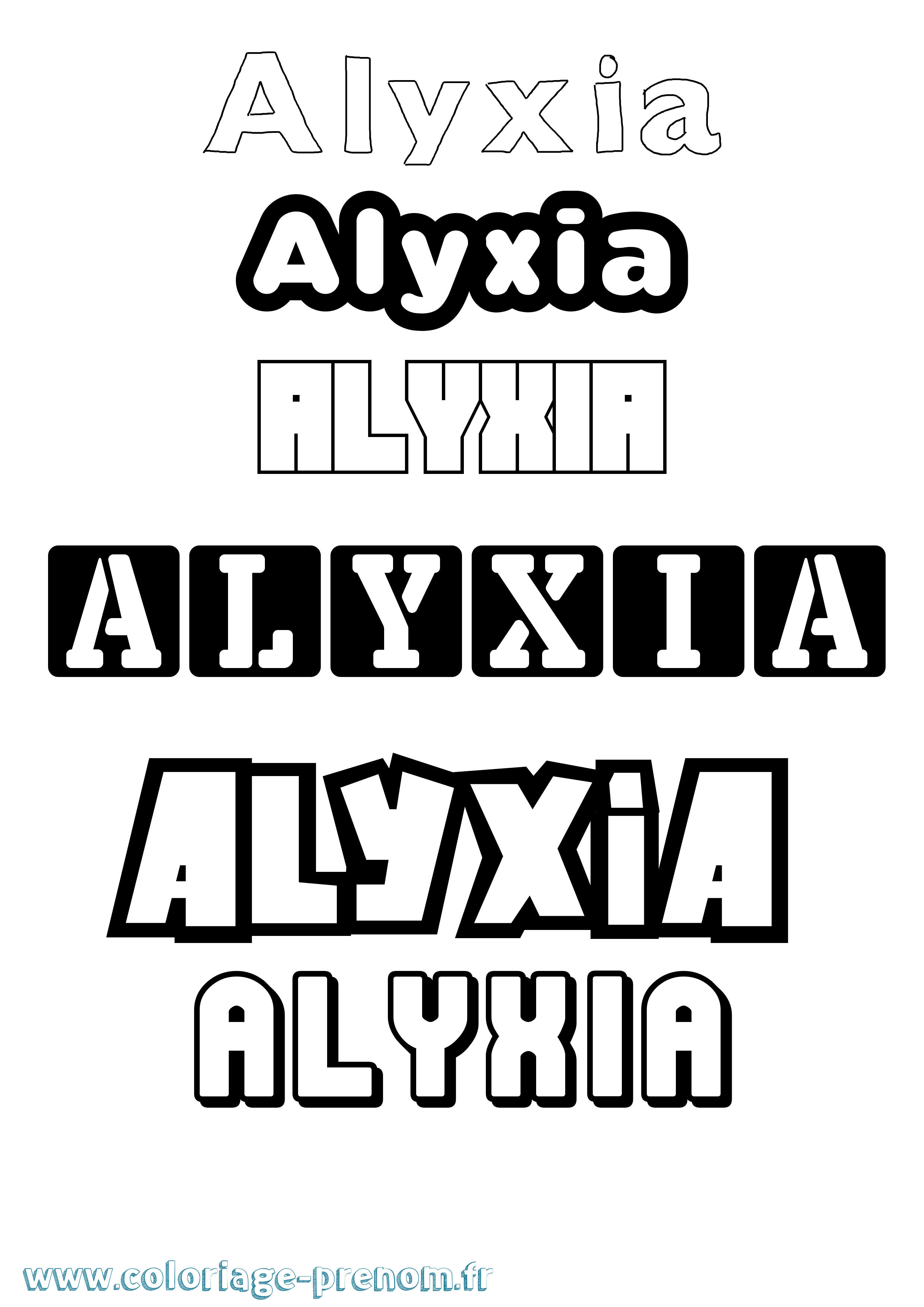 Coloriage Alyxia Simple Coloriage prénom Alyxia Simple