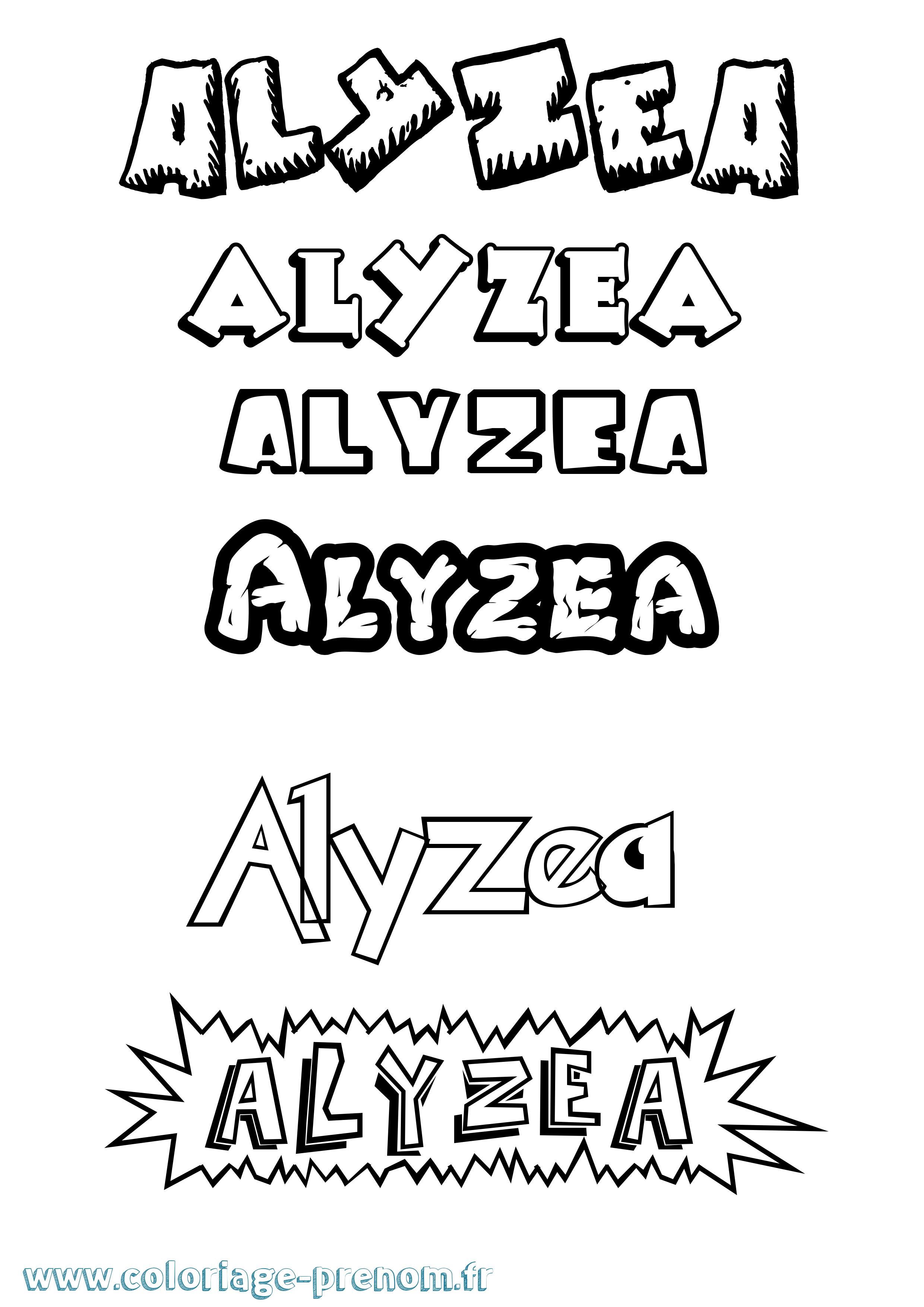 Coloriage Alyzea Dessin Animé Coloriage prénom Alyzea Dessin Animé