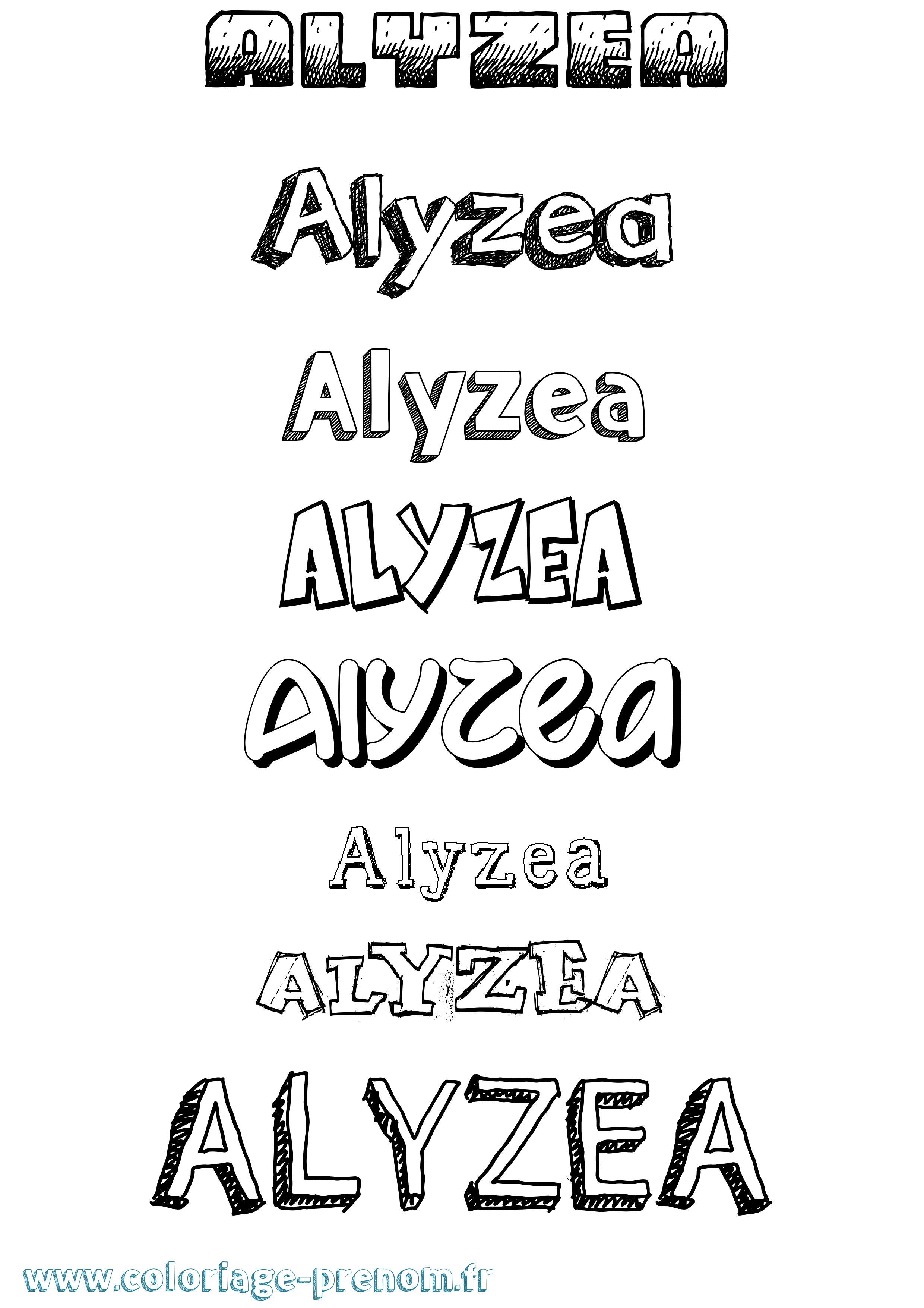 Coloriage Alyzea Dessiné Coloriage prénom Alyzea Dessiné