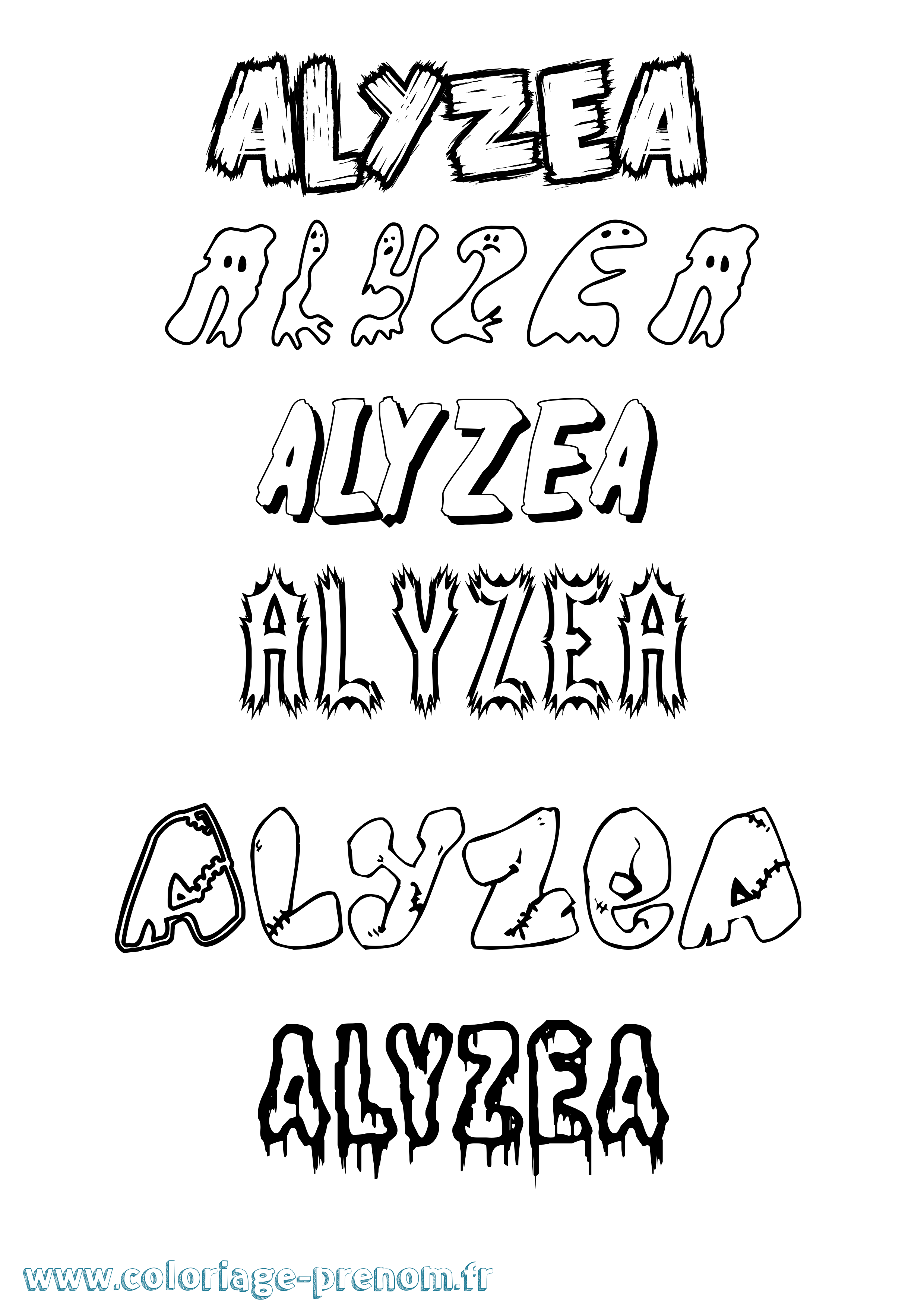 Coloriage Alyzea Frisson Coloriage prénom Alyzea Frisson