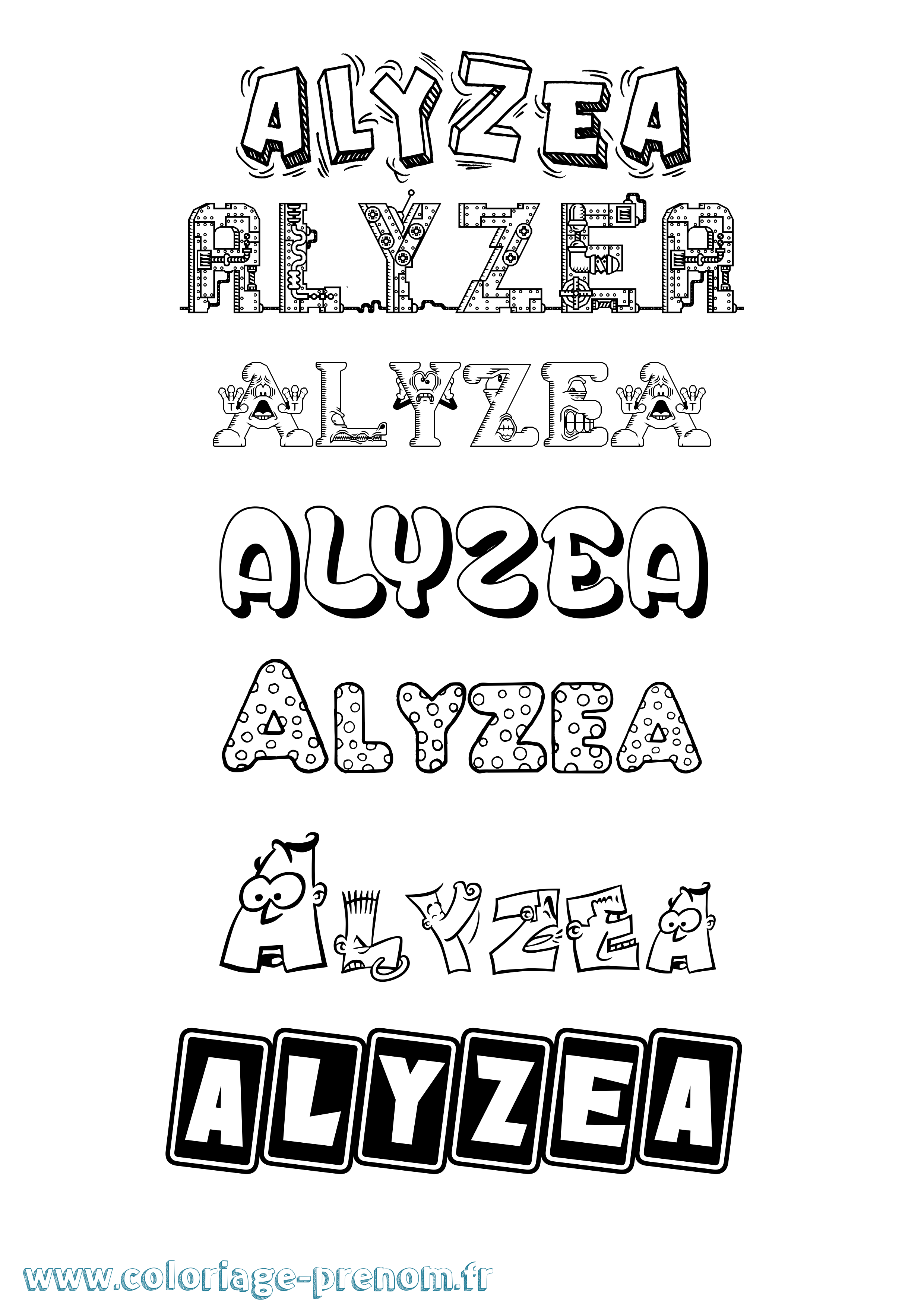 Coloriage Alyzea Fun Coloriage prénom Alyzea Fun
