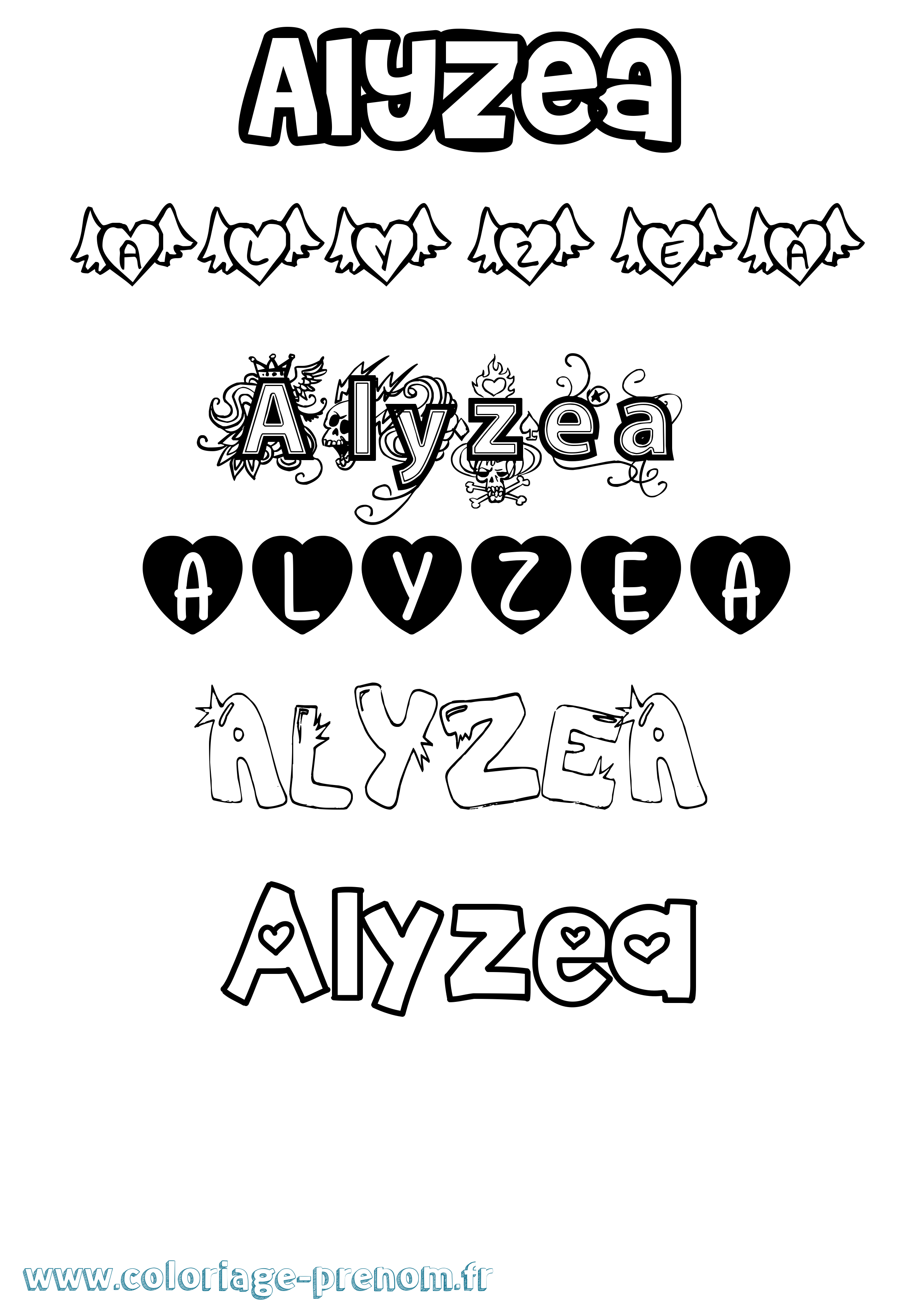 Coloriage Alyzea Girly Coloriage prénom Alyzea Girly