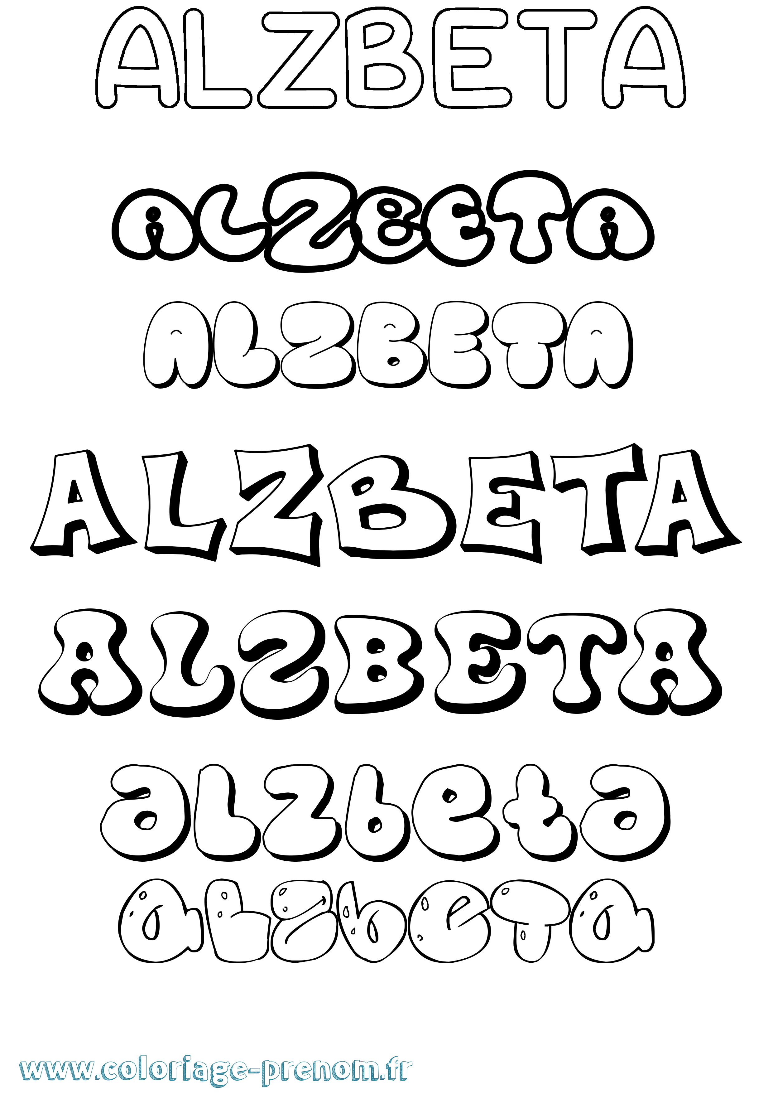 Coloriage Alzbeta Bubble Coloriage prénom Alzbeta Bubble