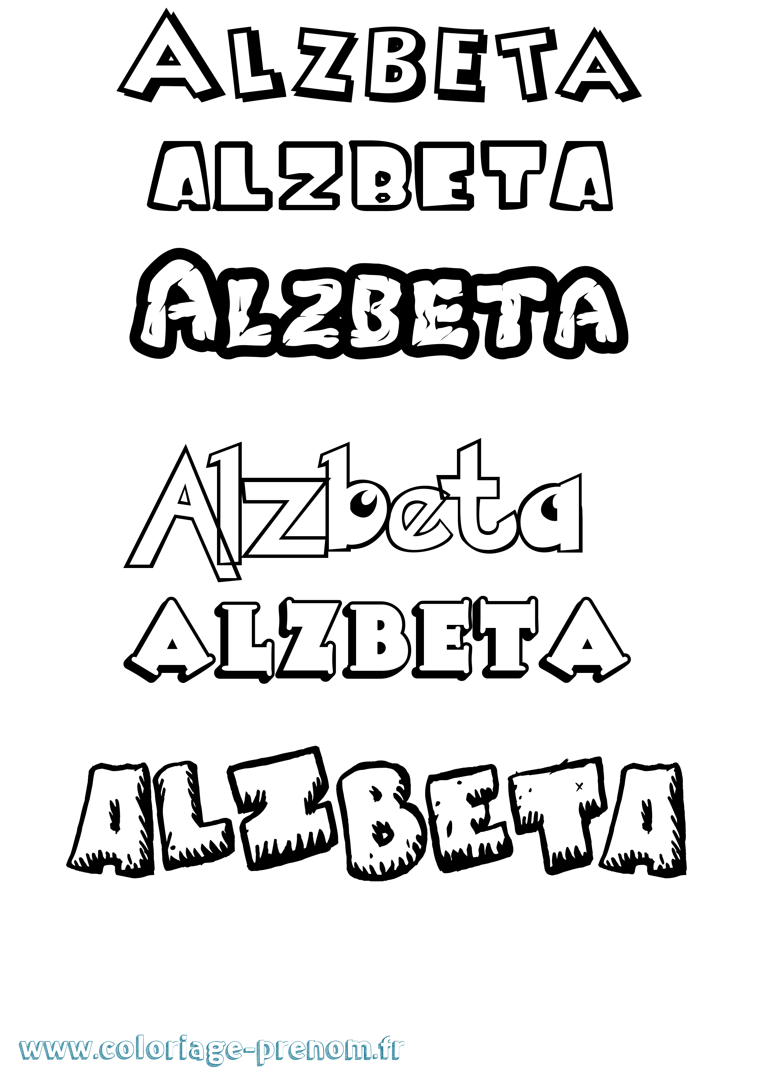 Coloriage Alzbeta Dessin Animé Coloriage prénom Alzbeta Dessin Animé