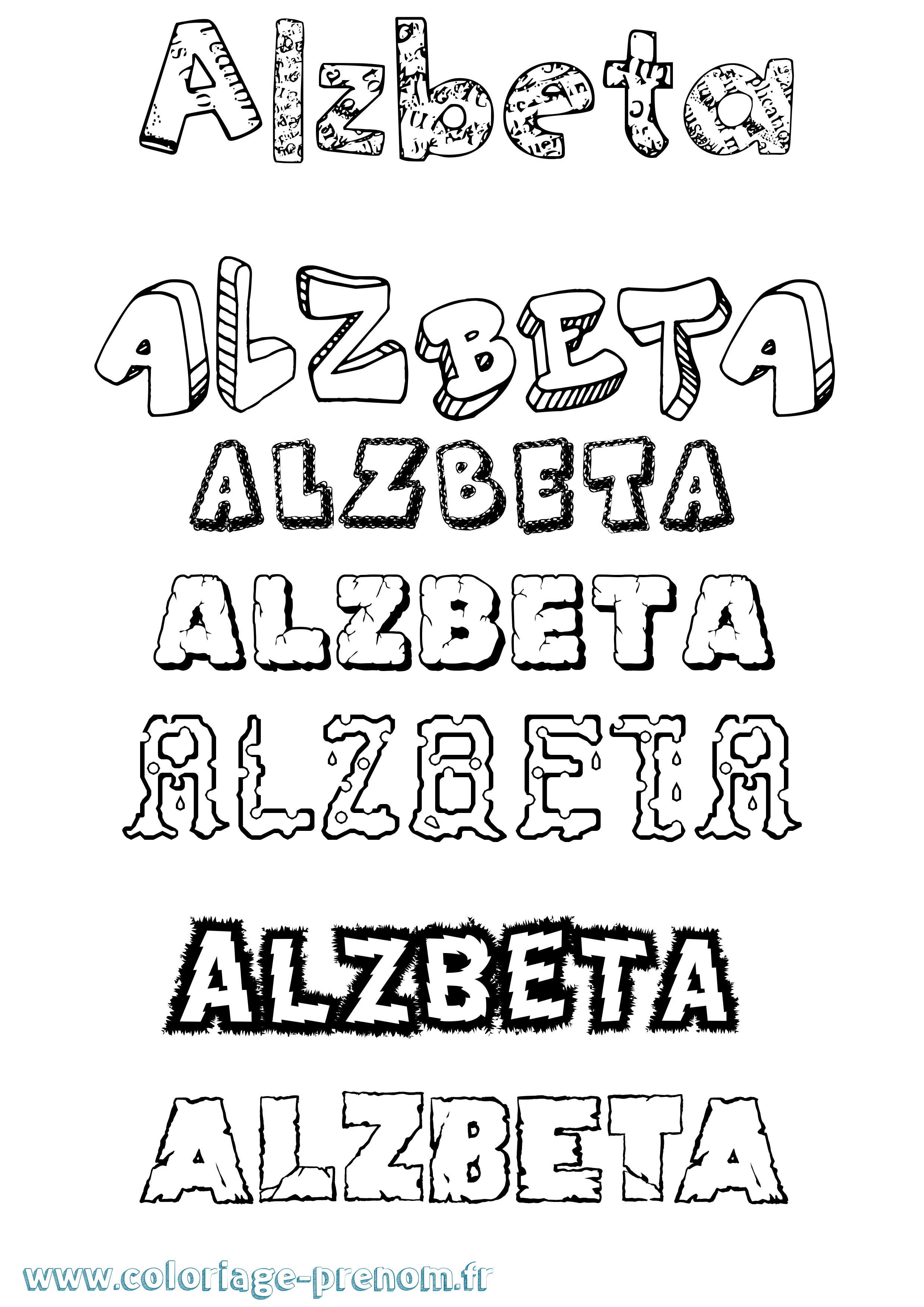 Coloriage Alzbeta Destructuré Coloriage prénom Alzbeta Destructuré