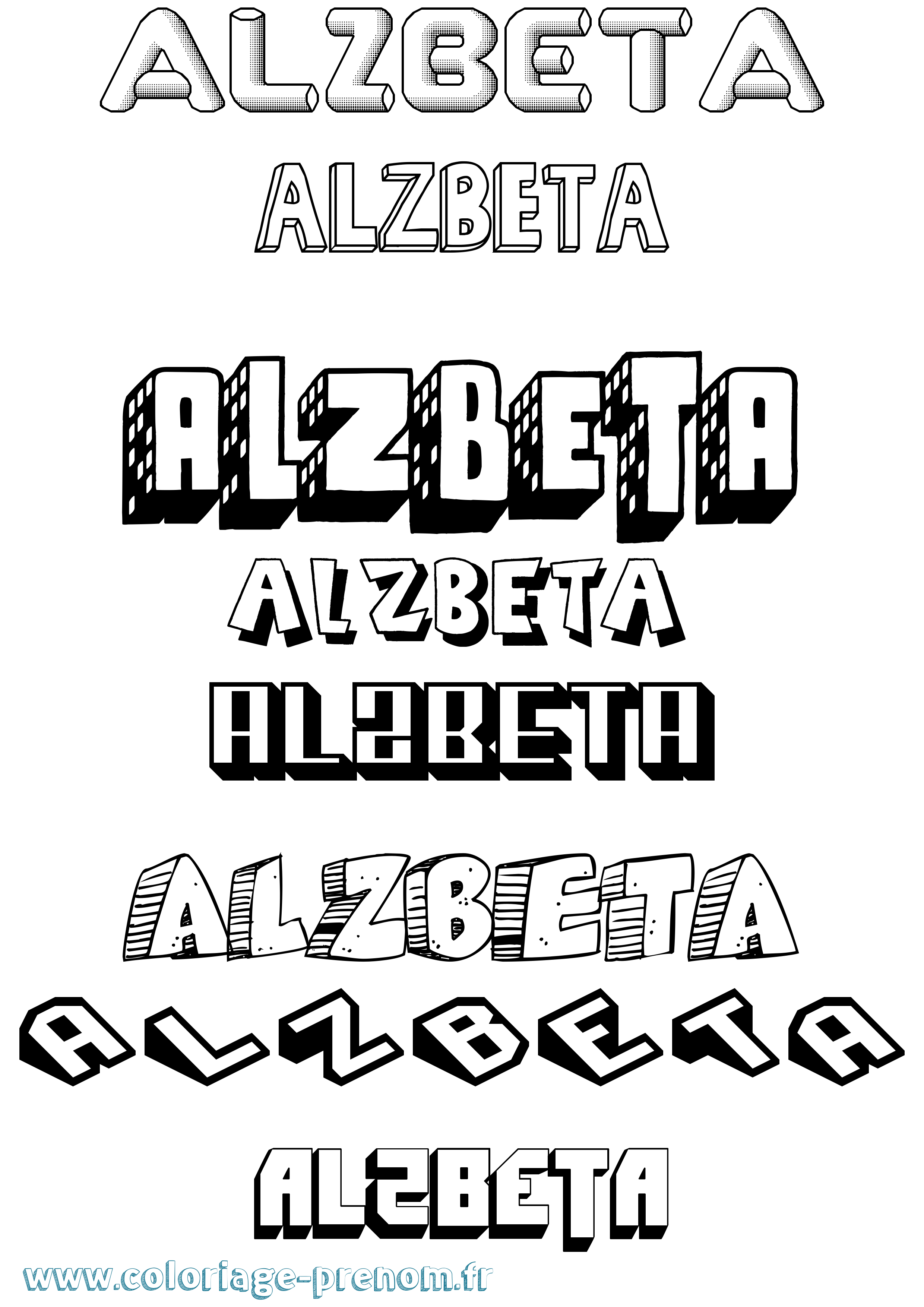 Coloriage Alzbeta Effet 3D Coloriage prénom Alzbeta Effet 3D