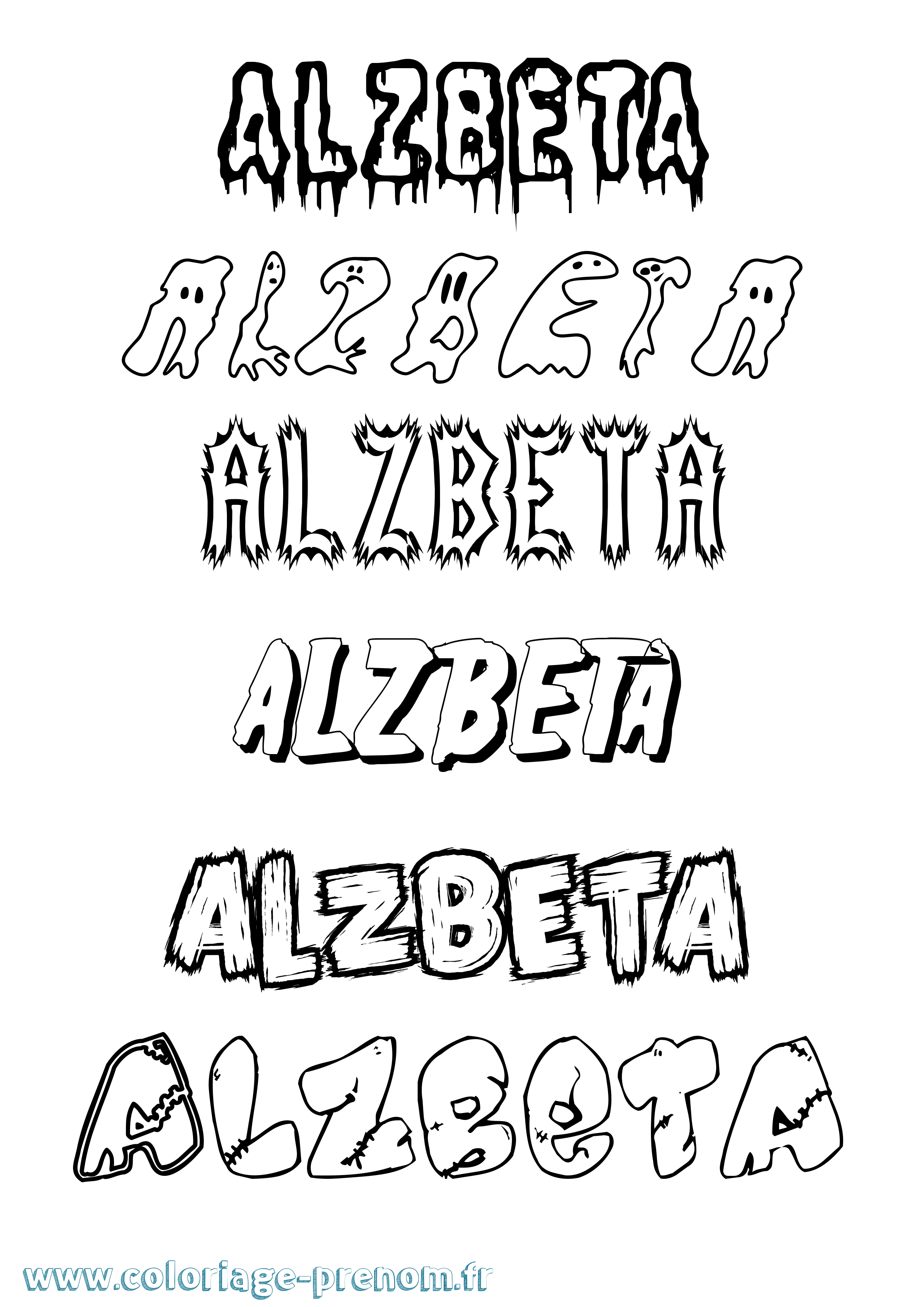 Coloriage Alzbeta Frisson Coloriage prénom Alzbeta Frisson