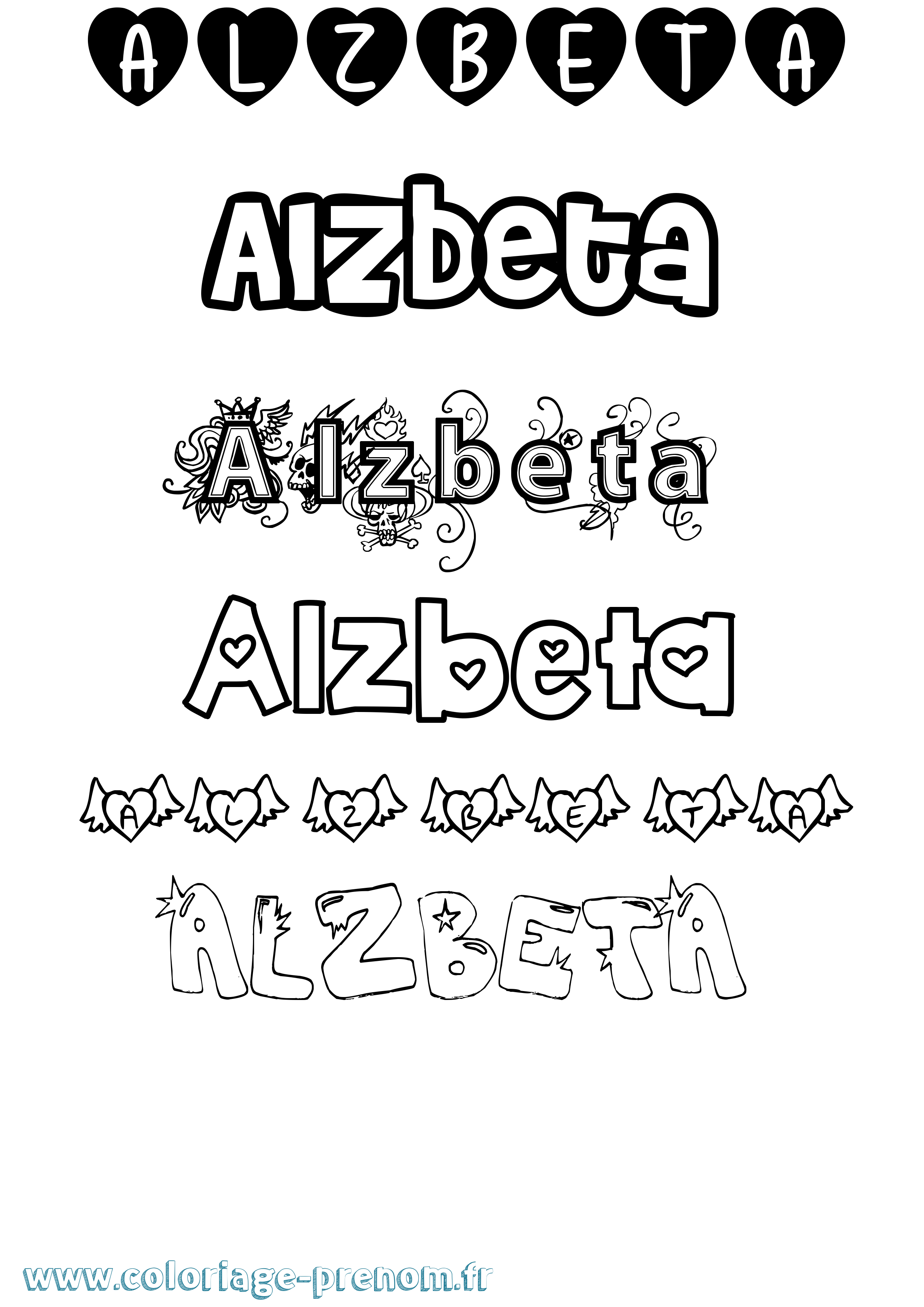 Coloriage Alzbeta Girly Coloriage prénom Alzbeta Girly